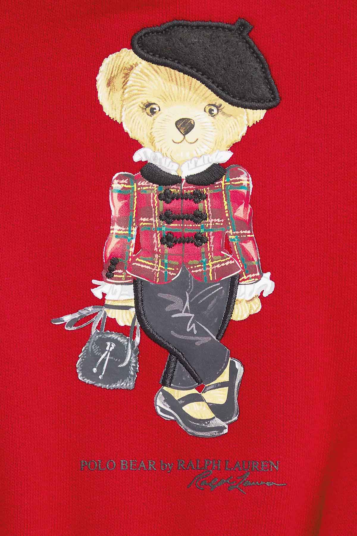 Polo Ralph Lauren Kids 12-18 Aylık Kız Bebek Polo Bear Sweatshirt Elbise-Libas Trendy Fashion Store