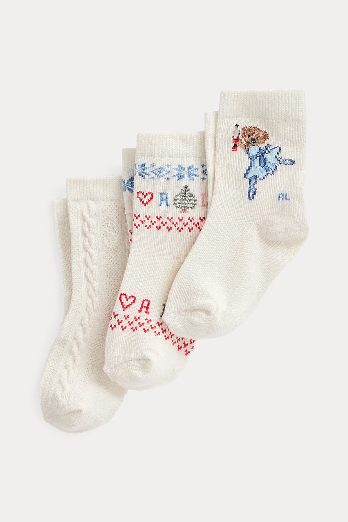 Polo Ralph Lauren Kids 6-12 Aylık Kız Bebek Polo Bear 3'lü Paket Çorap-Libas Trendy Fashion Store
