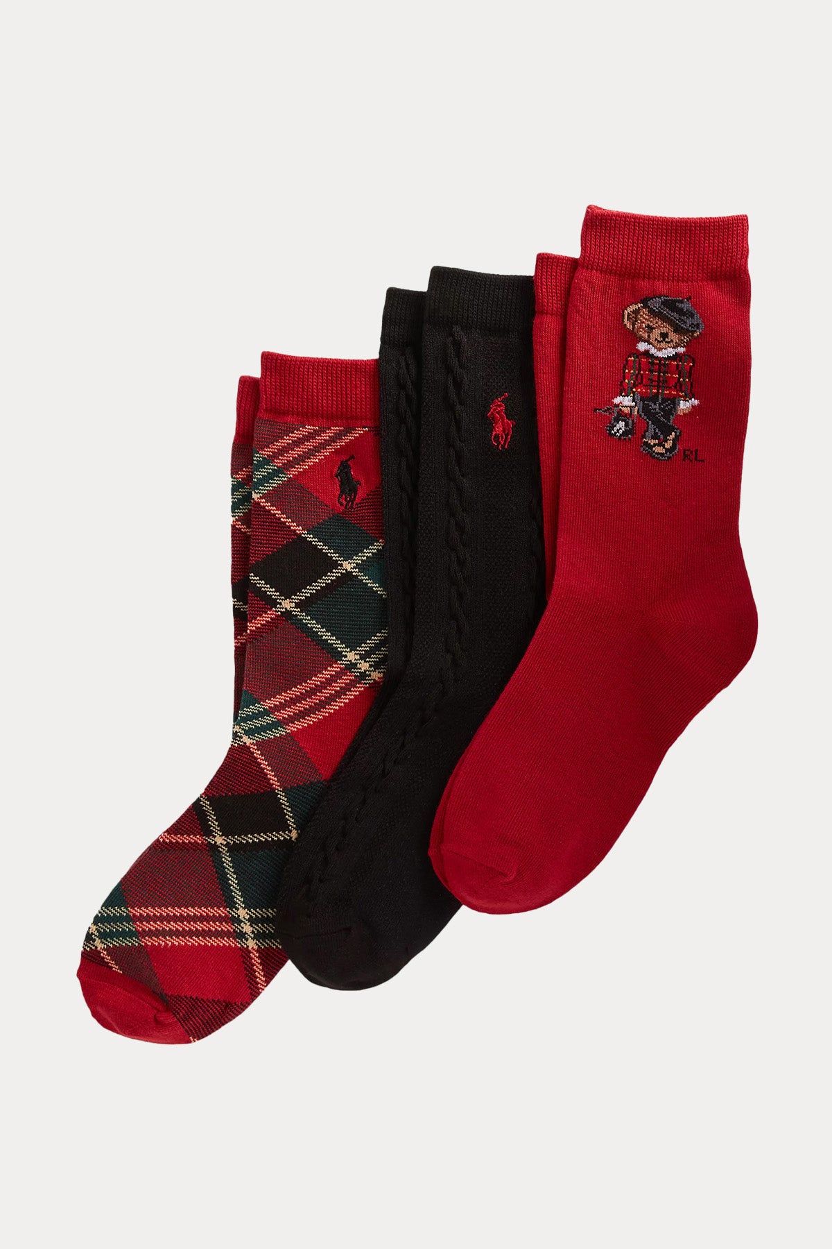 Polo Ralph Lauren Kids 4-6.5 Yaş Unisex Çocuk Polo Bear 3'lü Paket Çorap-Libas Trendy Fashion Store