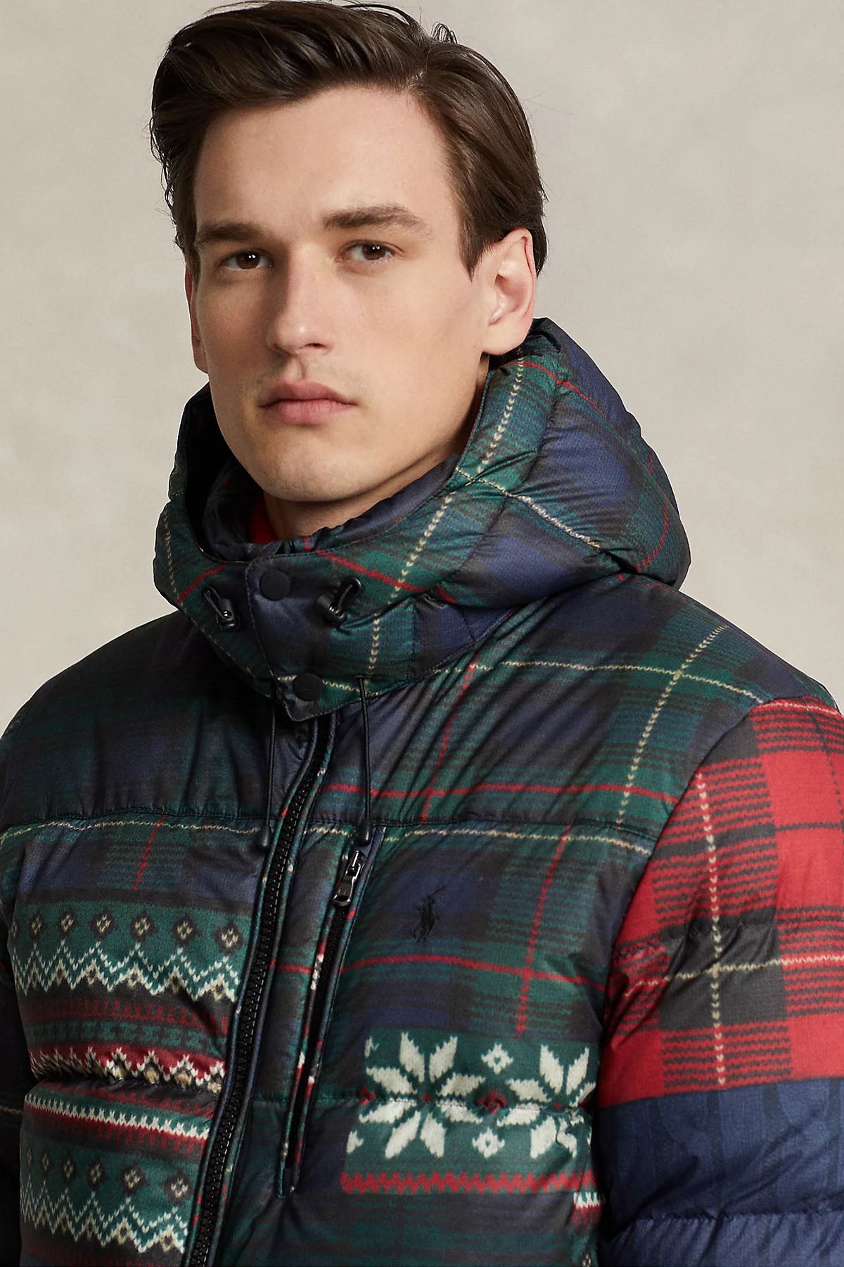 Polo Ralph Lauren Fair Isle Desenli Kapüşonlu Puffer Mont-Libas Trendy Fashion Store