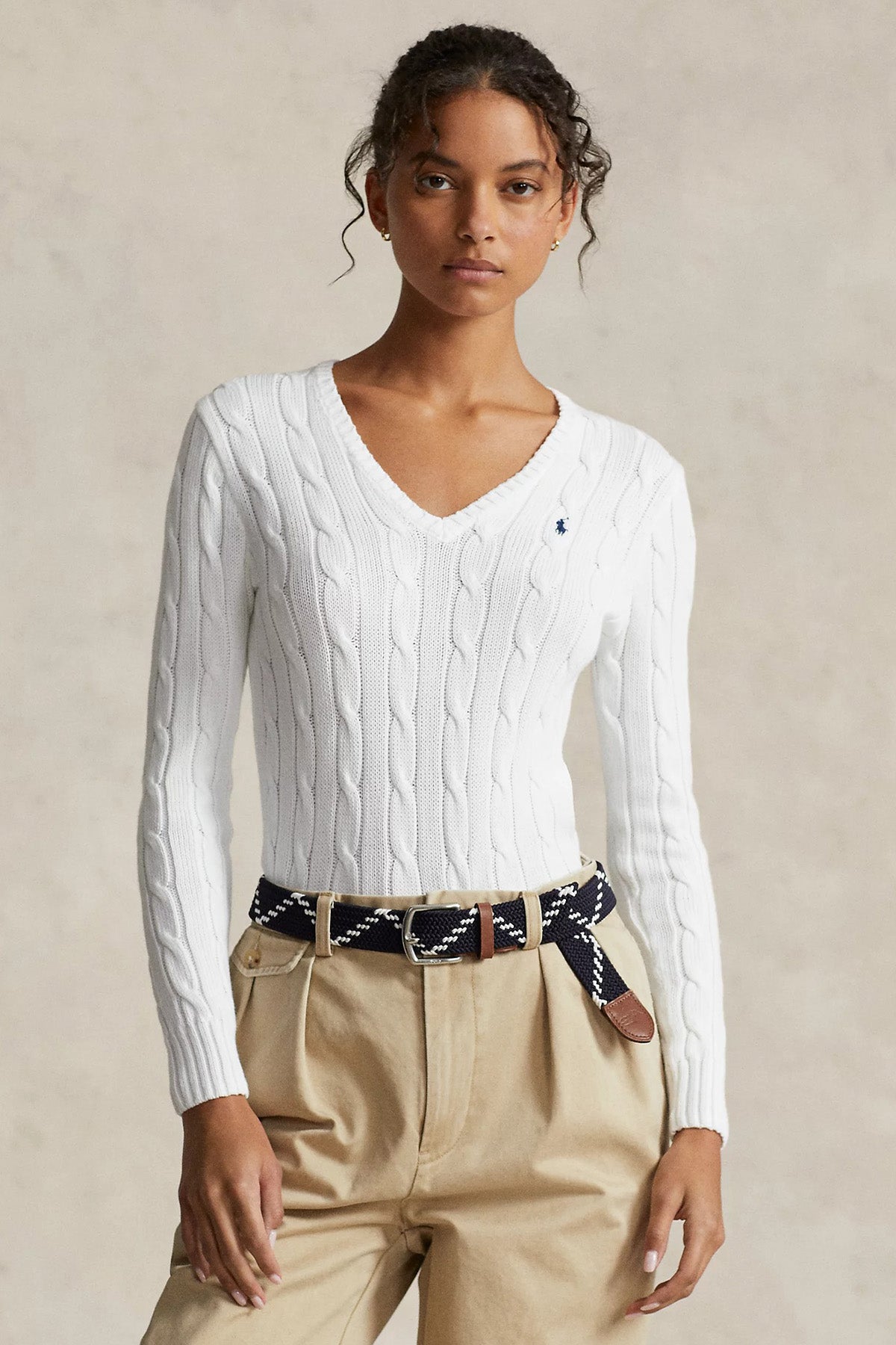 Polo Ralph Lauren Pima Cotton Slim Fit V Yaka Saç Örgü Triko-Libas Trendy Fashion Store