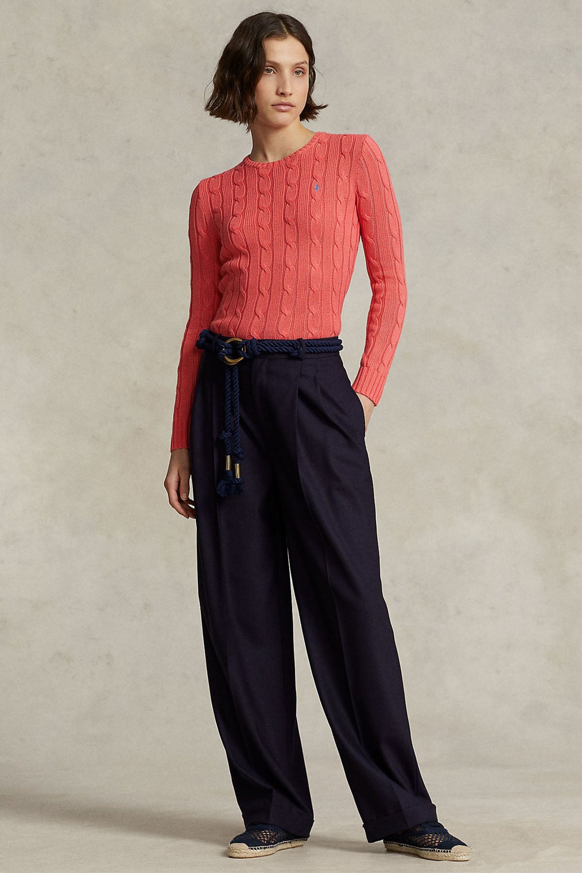 Polo Ralph Lauren Pima Cotton Slim Fit Yuvarlak Yaka Saç Örgü Triko-Libas Trendy Fashion Store