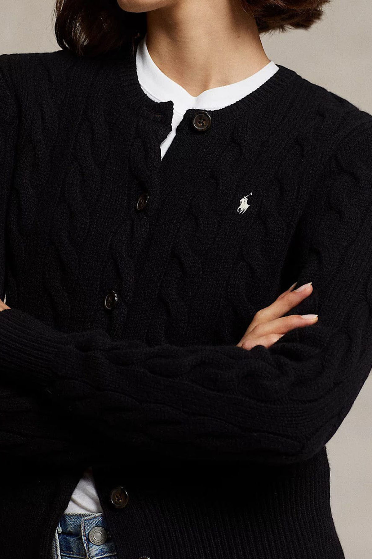 Polo Ralph Lauren Slim Fit Kaşmirli Saç Örgü Yün Triko Ceket-Libas Trendy Fashion Store