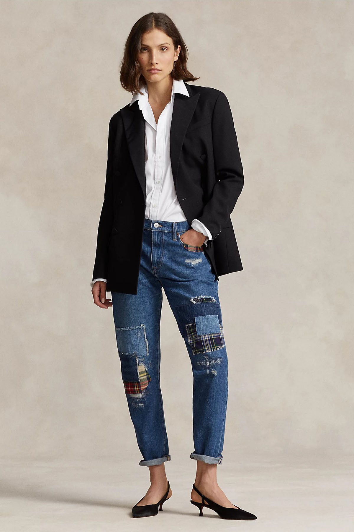 Polo Ralph Lauren Slim Boyfriend ワッペンデニム Polo Ralph Lauren Slim Boyfriend Fit Patchwork Yamalı Jeans