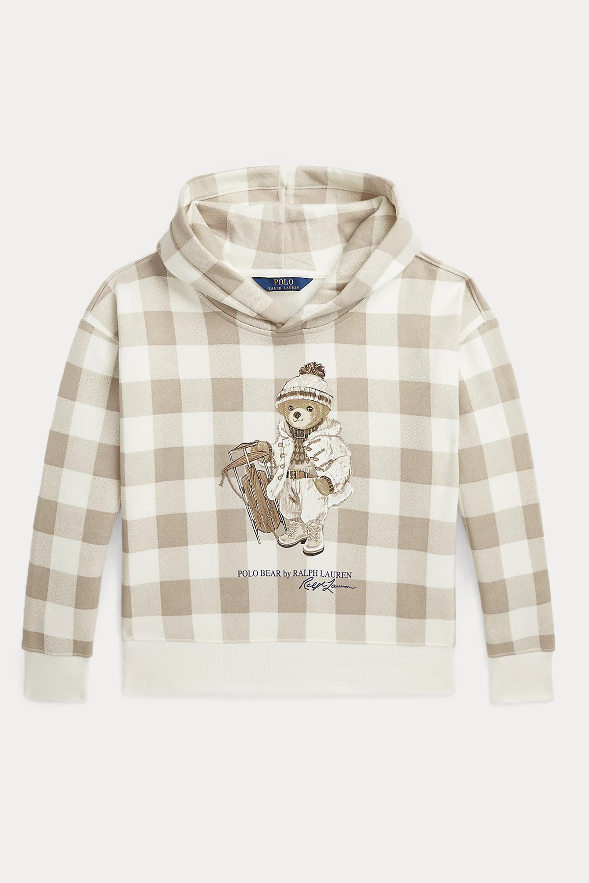 Polo Ralph Lauren Kids S-M Beden Kız Çocuk Ekoseli Kapüşonlu Polo Bear Sweatshirt-Libas Trendy Fashion Store