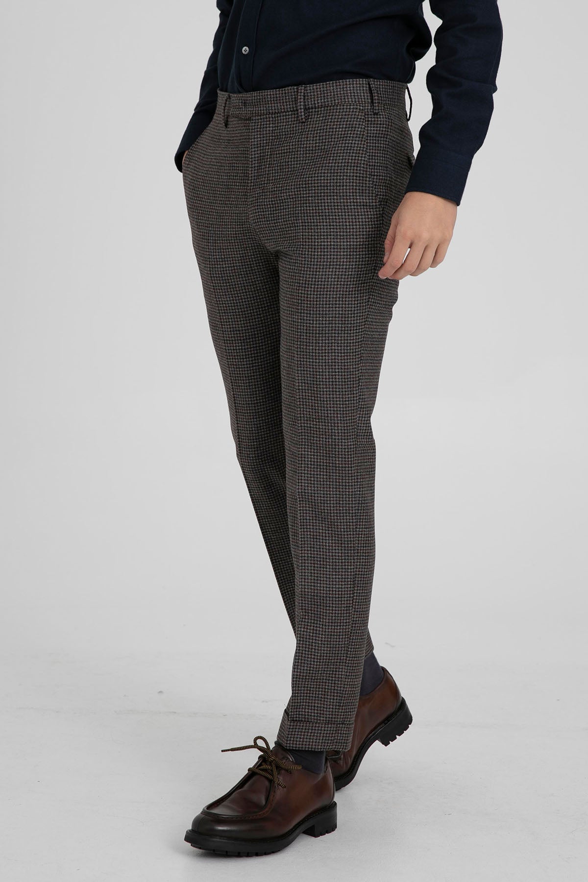 Pantaloni Torino Master Fit Piye Dö Pul Desenli Duble Paça Yün Pantolon-Libas Trendy Fashion Store