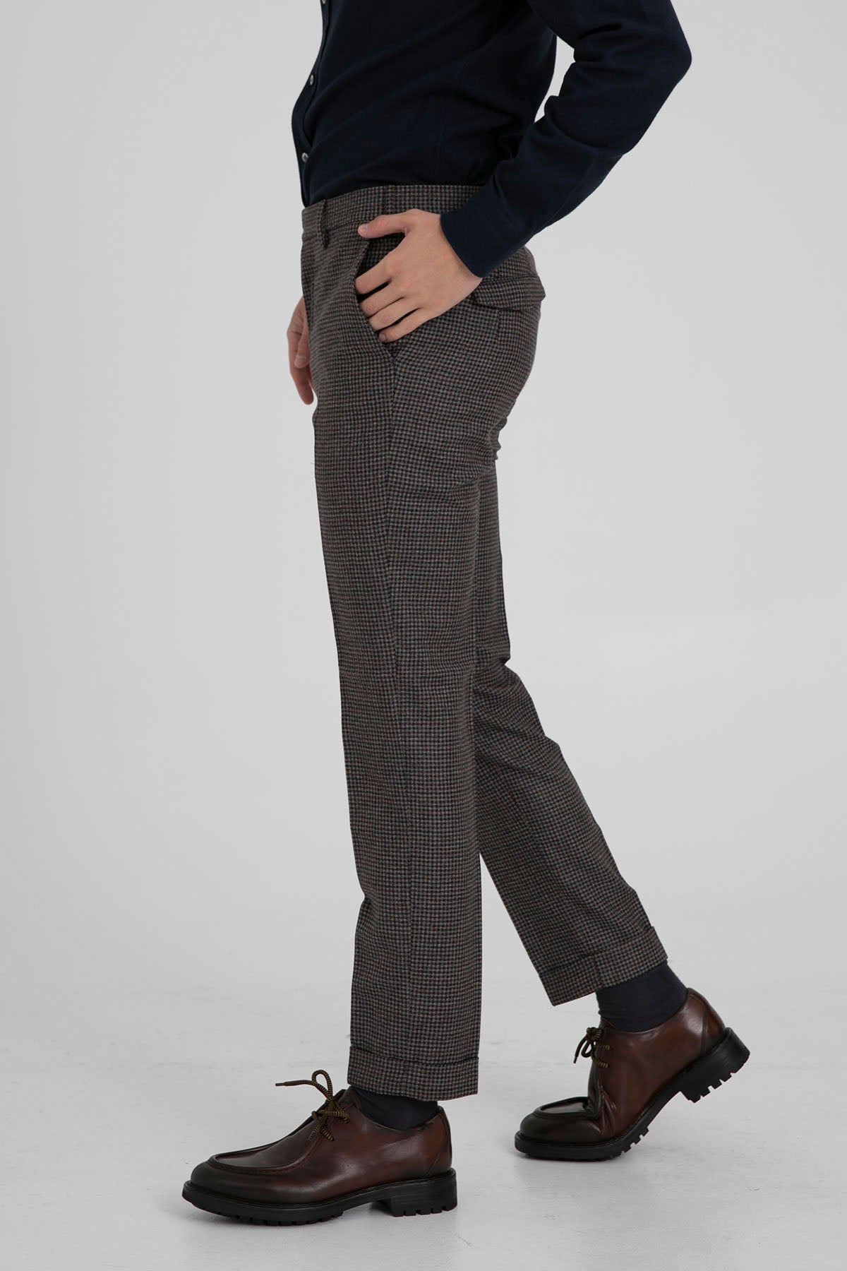 Pantaloni Torino Master Fit Piye Dö Pul Desenli Duble Paça Yün Pantolon-Libas Trendy Fashion Store