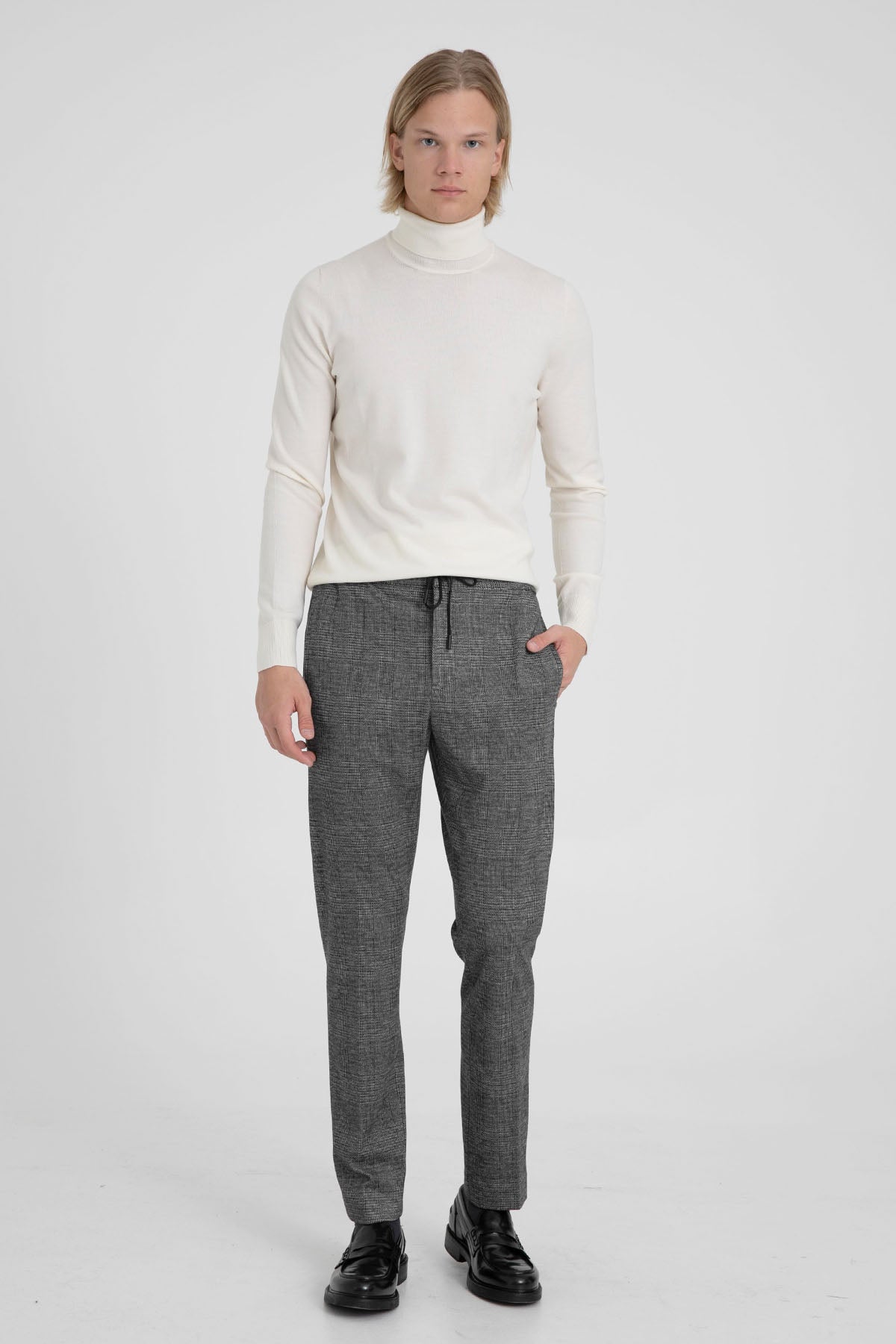 Pantaloni Torino Omega Slim Fit Beli Lastikli Ekoseli Streç Pantolon-Libas Trendy Fashion Store