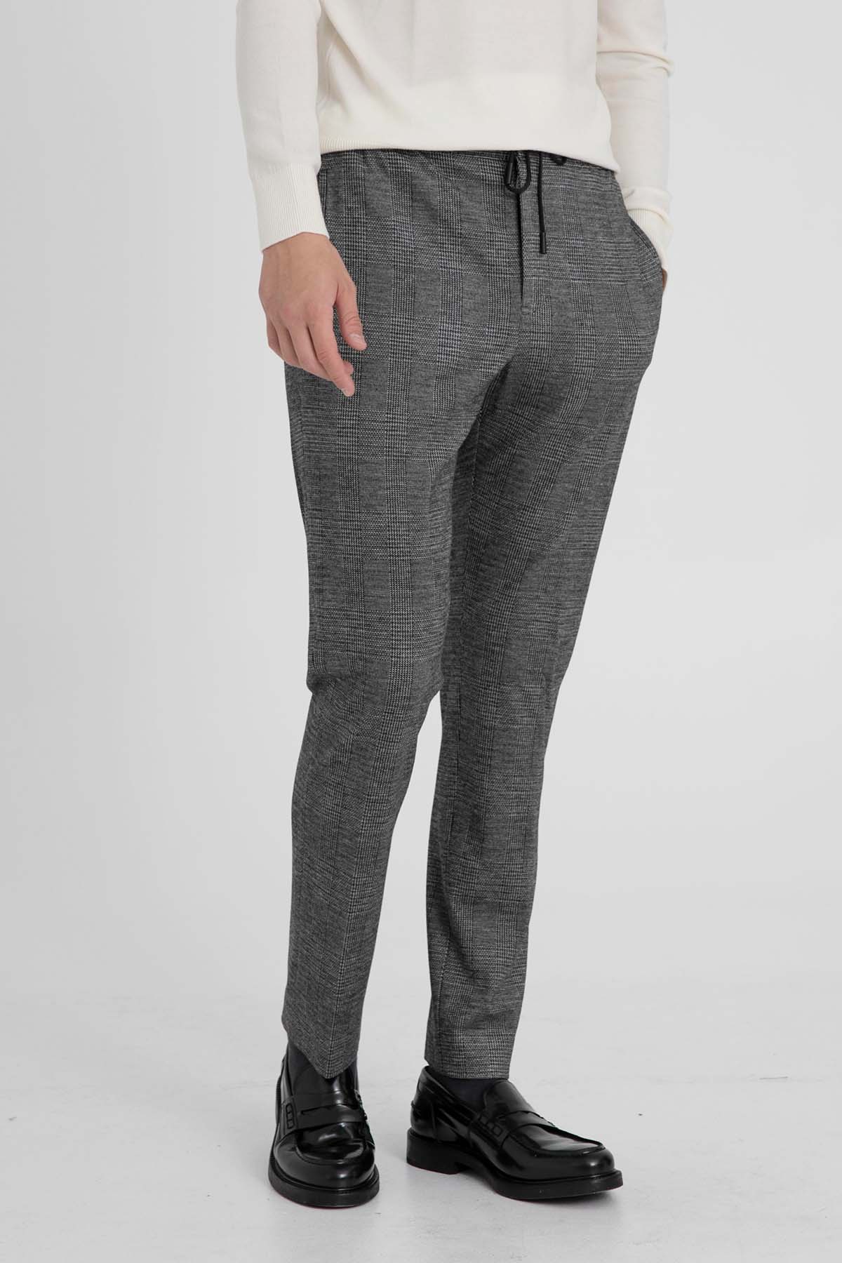 Pantaloni Torino Omega Slim Fit Beli Lastikli Ekoseli Streç Pantolon-Libas Trendy Fashion Store