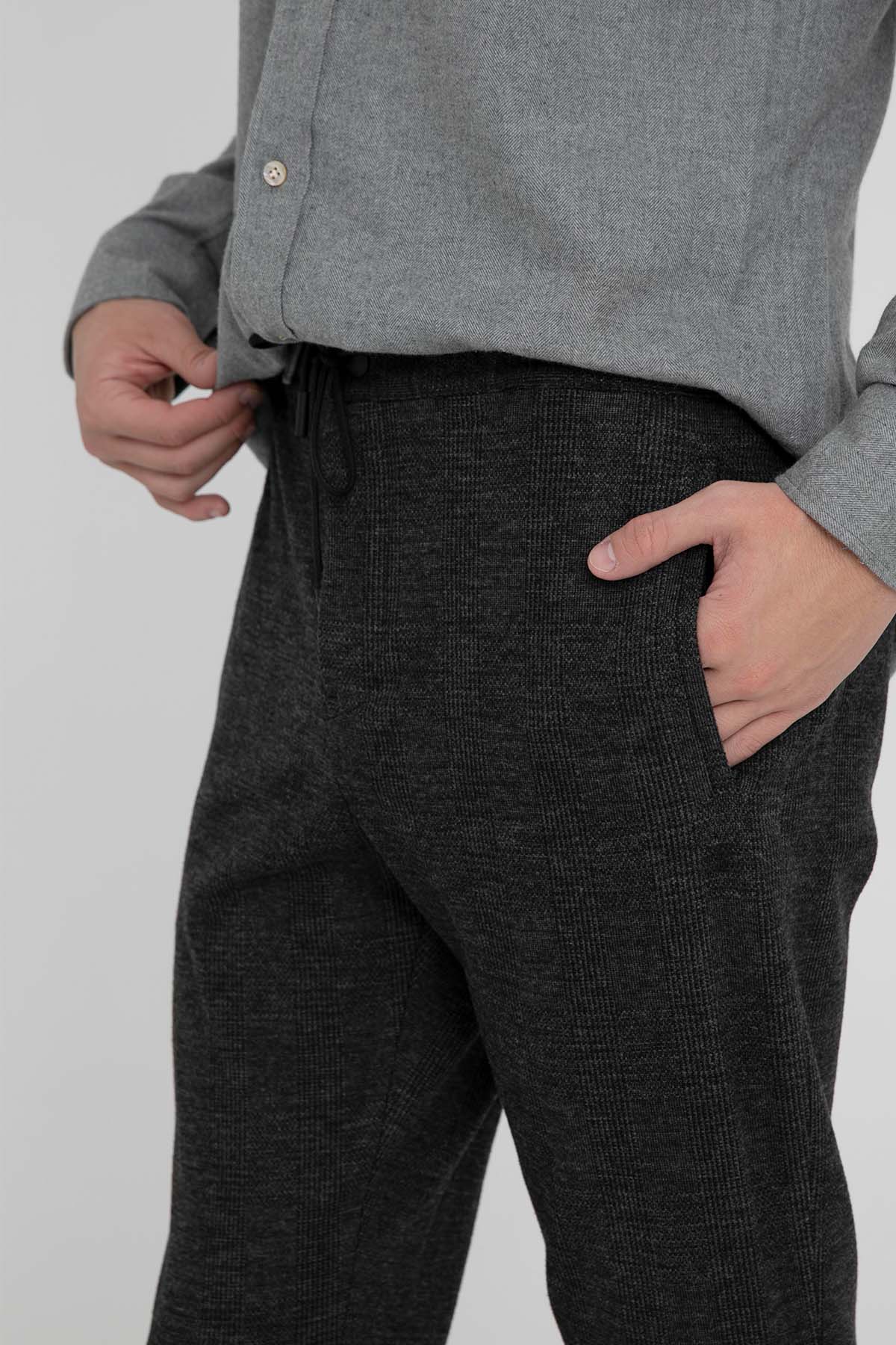 Pantaloni Torino Omega Slim Fit Beli Lastikli Ekoseli Streç Pantolon-Libas Trendy Fashion Store