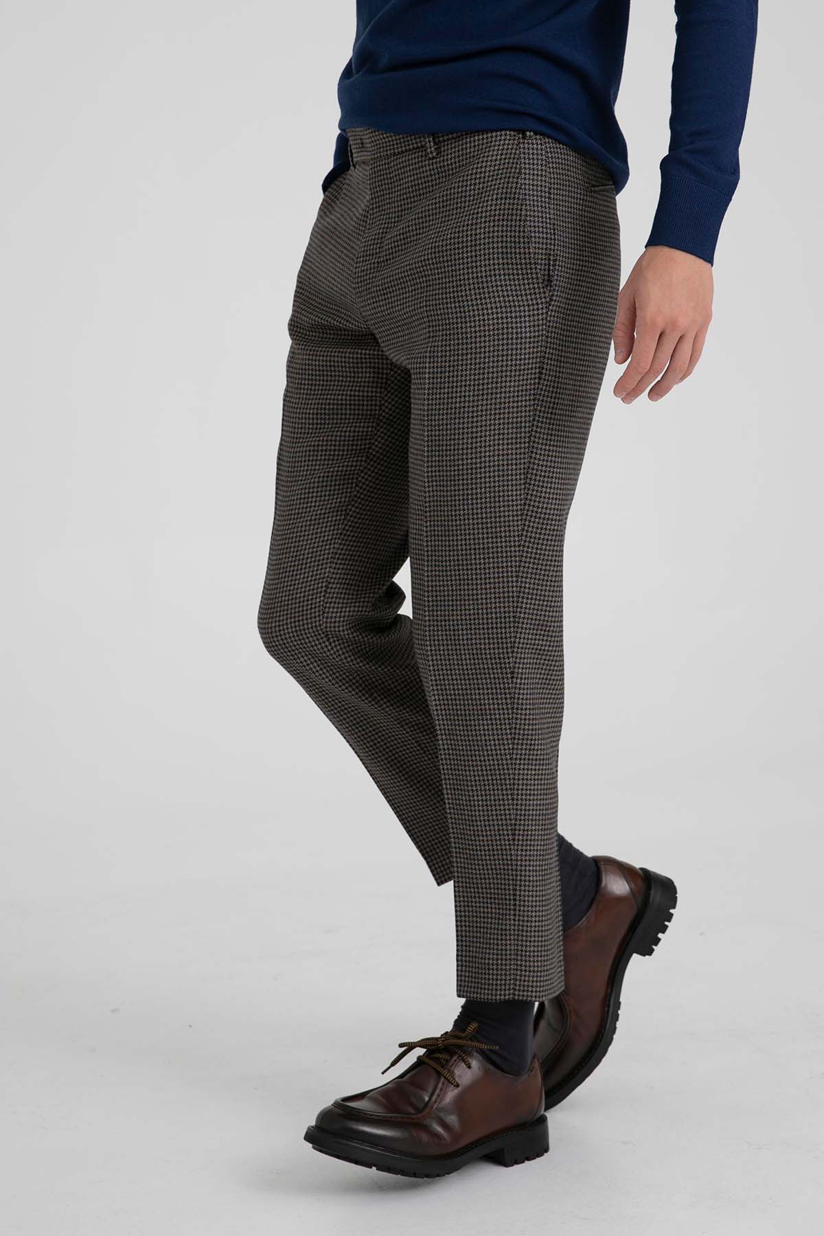 Pantaloni Torino Rebel Fit Kazayağı Desenli Yün Pantolon-Libas Trendy Fashion Store