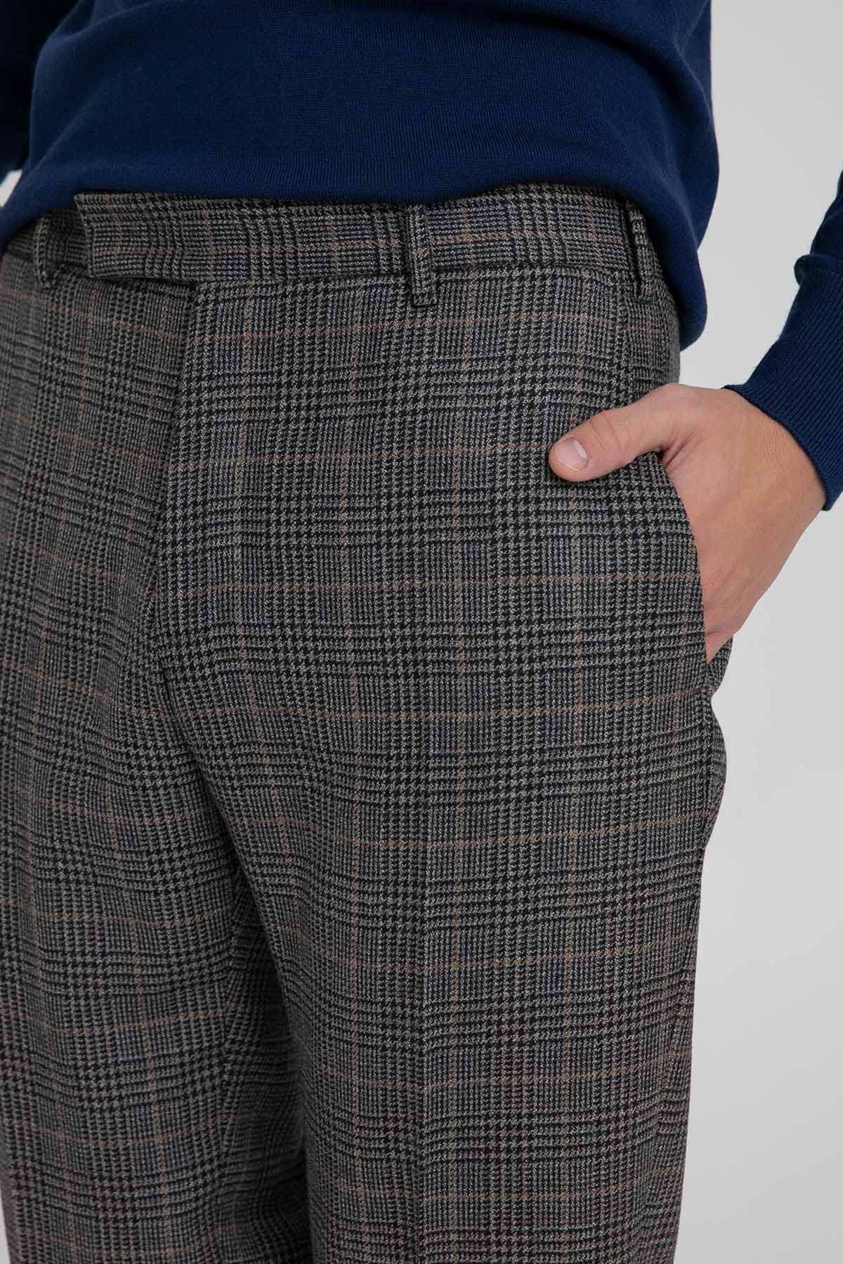 Pantaloni Torino Rebel Fit Ekoseli Yün Pantolon-Libas Trendy Fashion Store