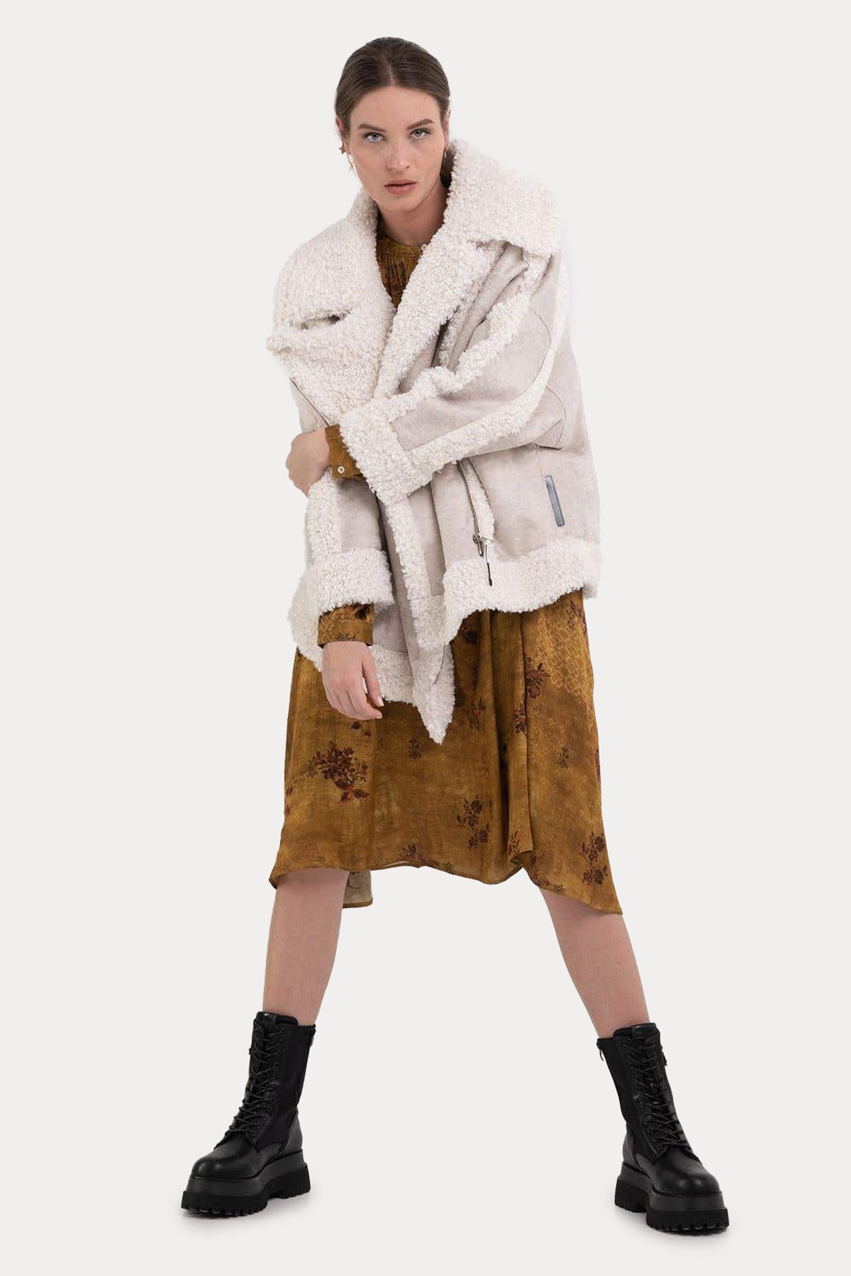 Replay Geniş Kesim Kürklü Deri Ceket-Libas Trendy Fashion Store