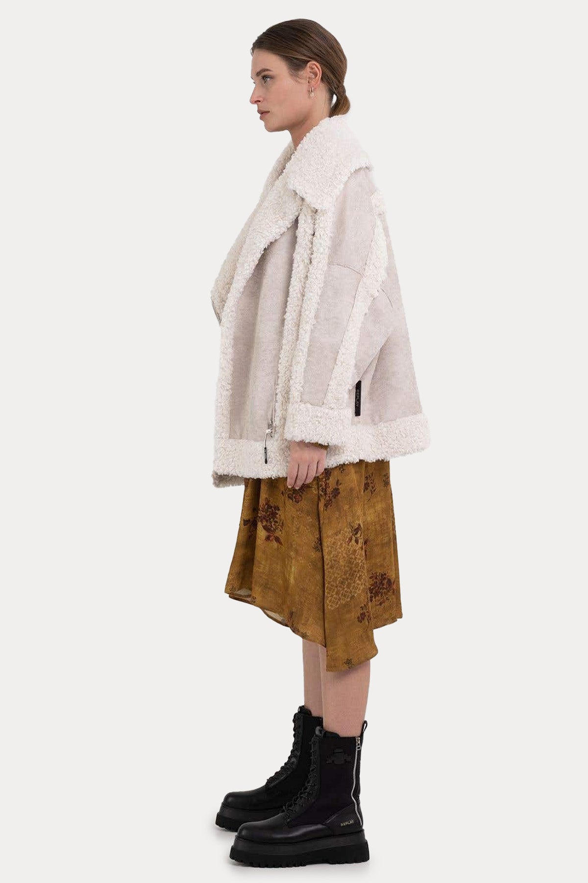 Replay Geniş Kesim Kürklü Deri Ceket-Libas Trendy Fashion Store