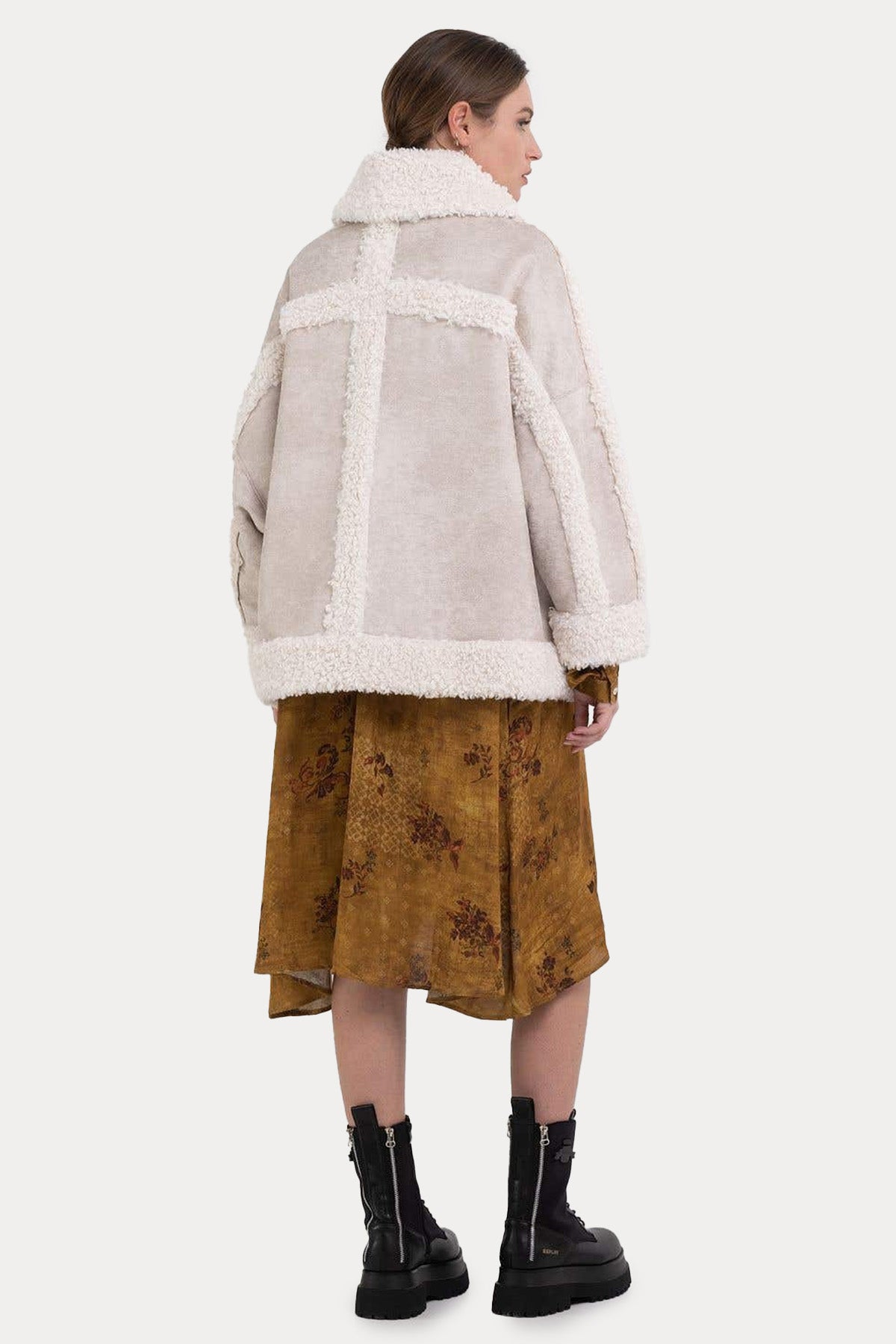 Replay Geniş Kesim Kürklü Deri Ceket-Libas Trendy Fashion Store