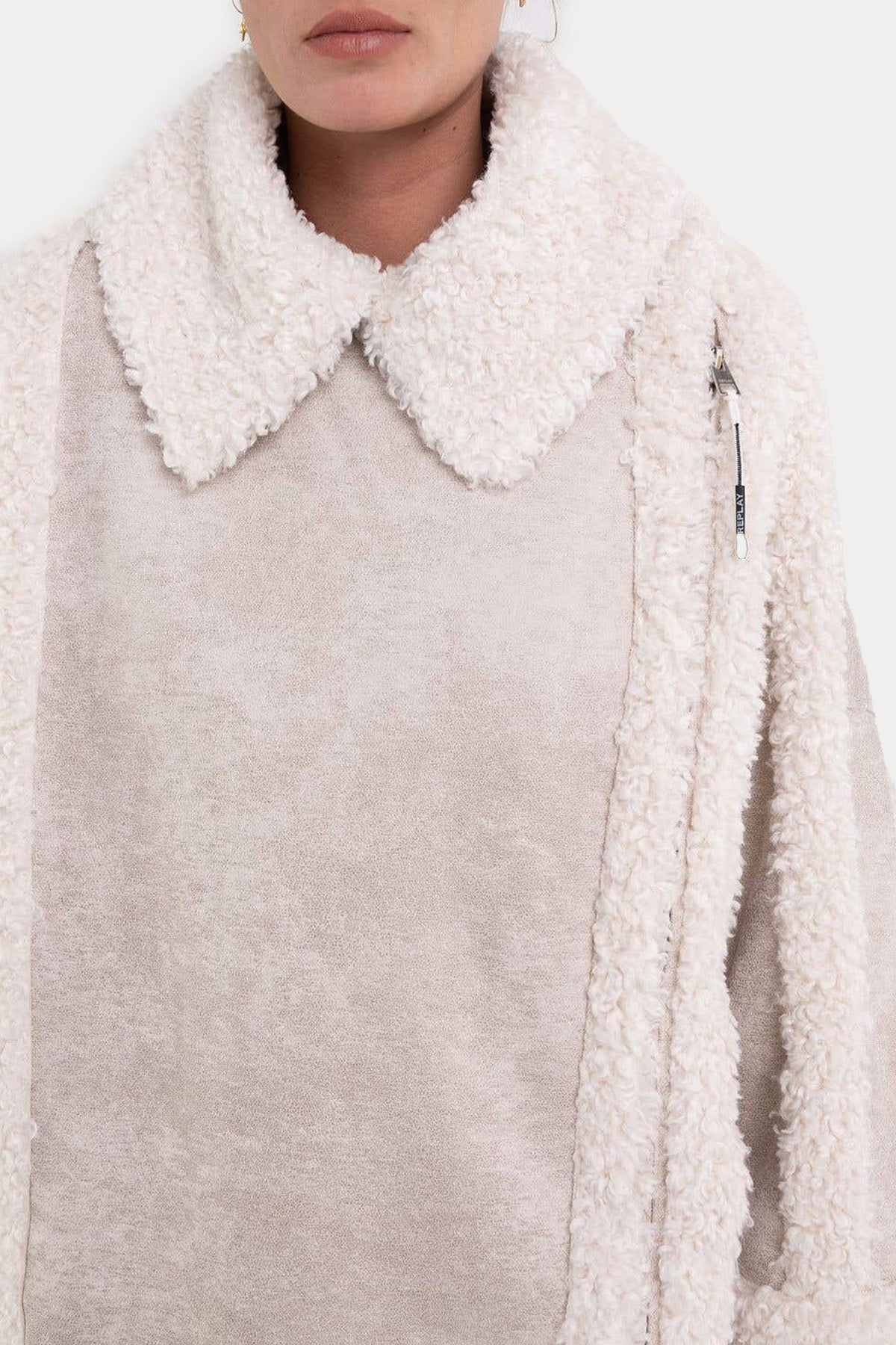 Replay Geniş Kesim Kürklü Deri Ceket-Libas Trendy Fashion Store