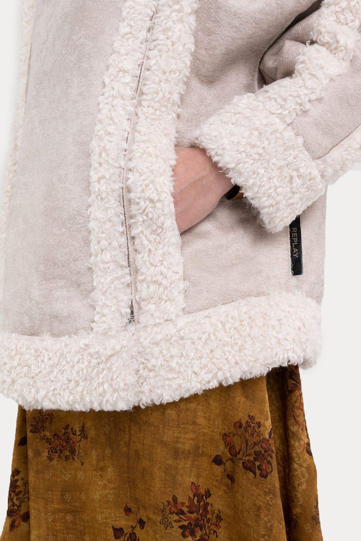 Replay Geniş Kesim Kürklü Deri Ceket-Libas Trendy Fashion Store