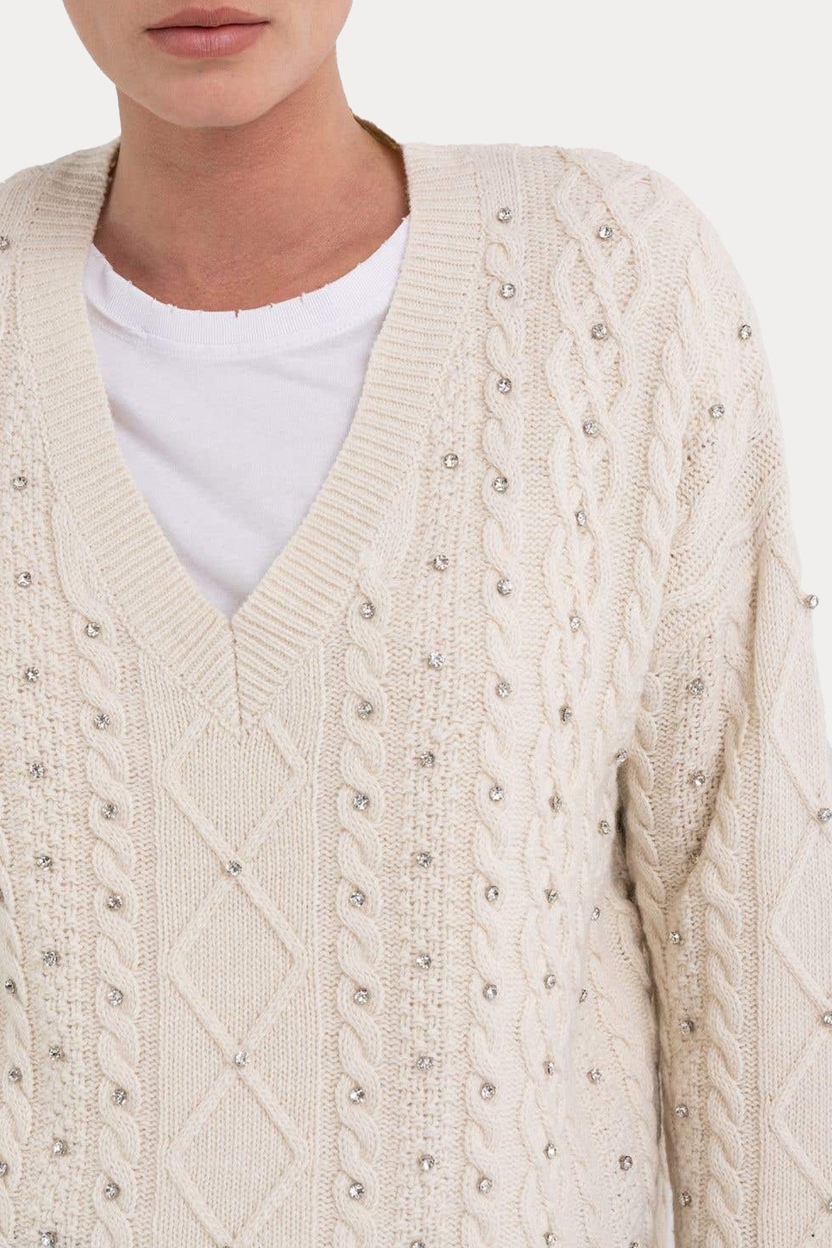 Replay Geniş Kesim V Yaka Örgü Yün Triko-Libas Trendy Fashion Store