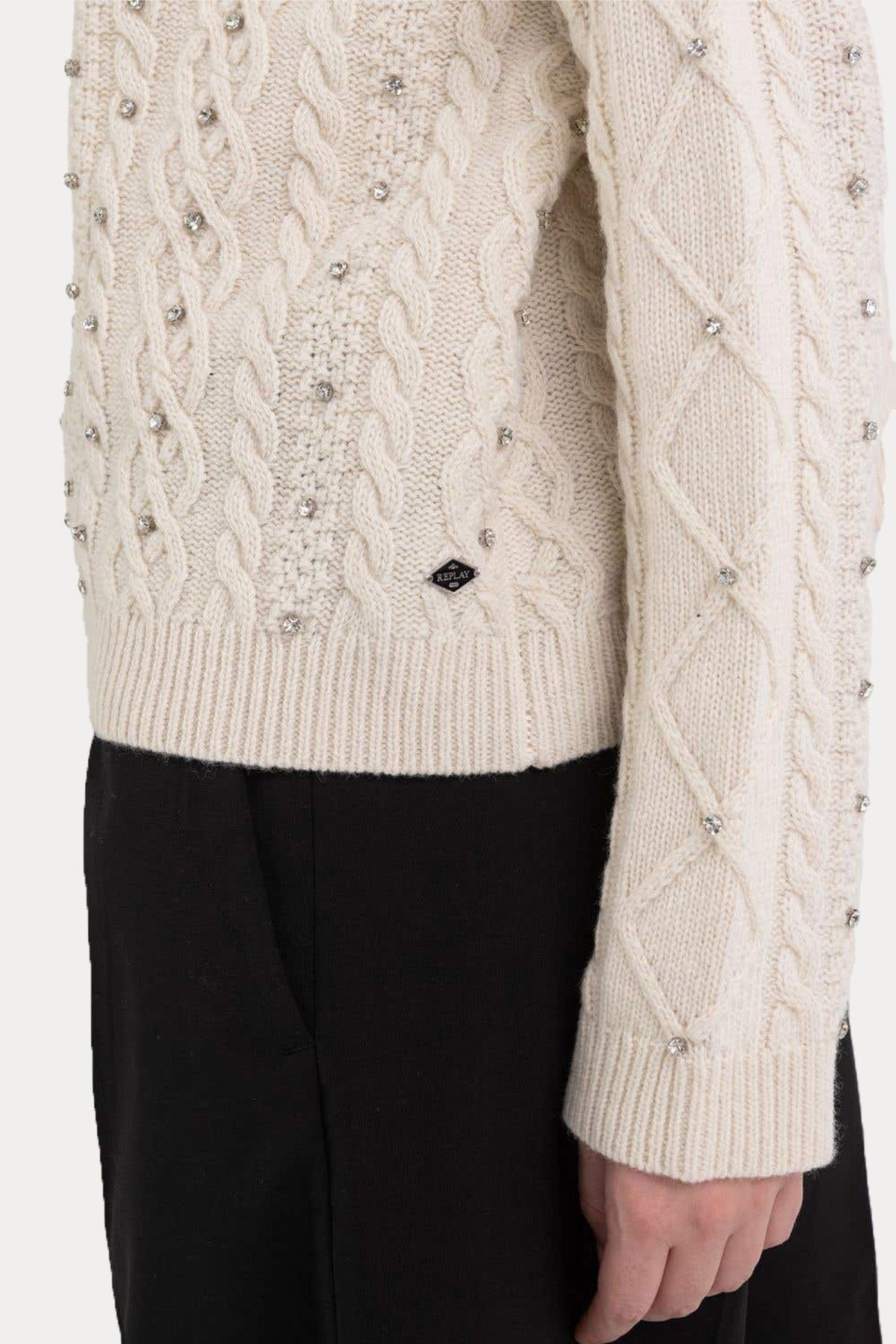 Replay Geniş Kesim V Yaka Örgü Yün Triko-Libas Trendy Fashion Store