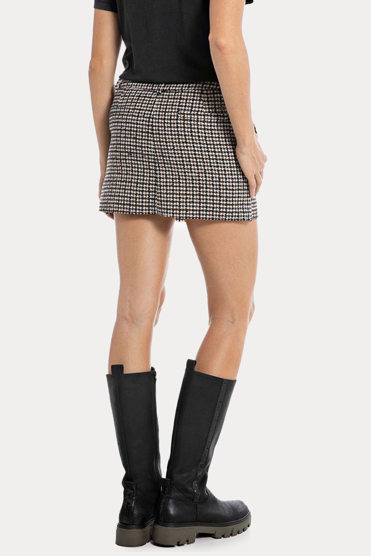 Replay Kazayağı Desenli Aksesuarlı Mini Etek-Libas Trendy Fashion Store