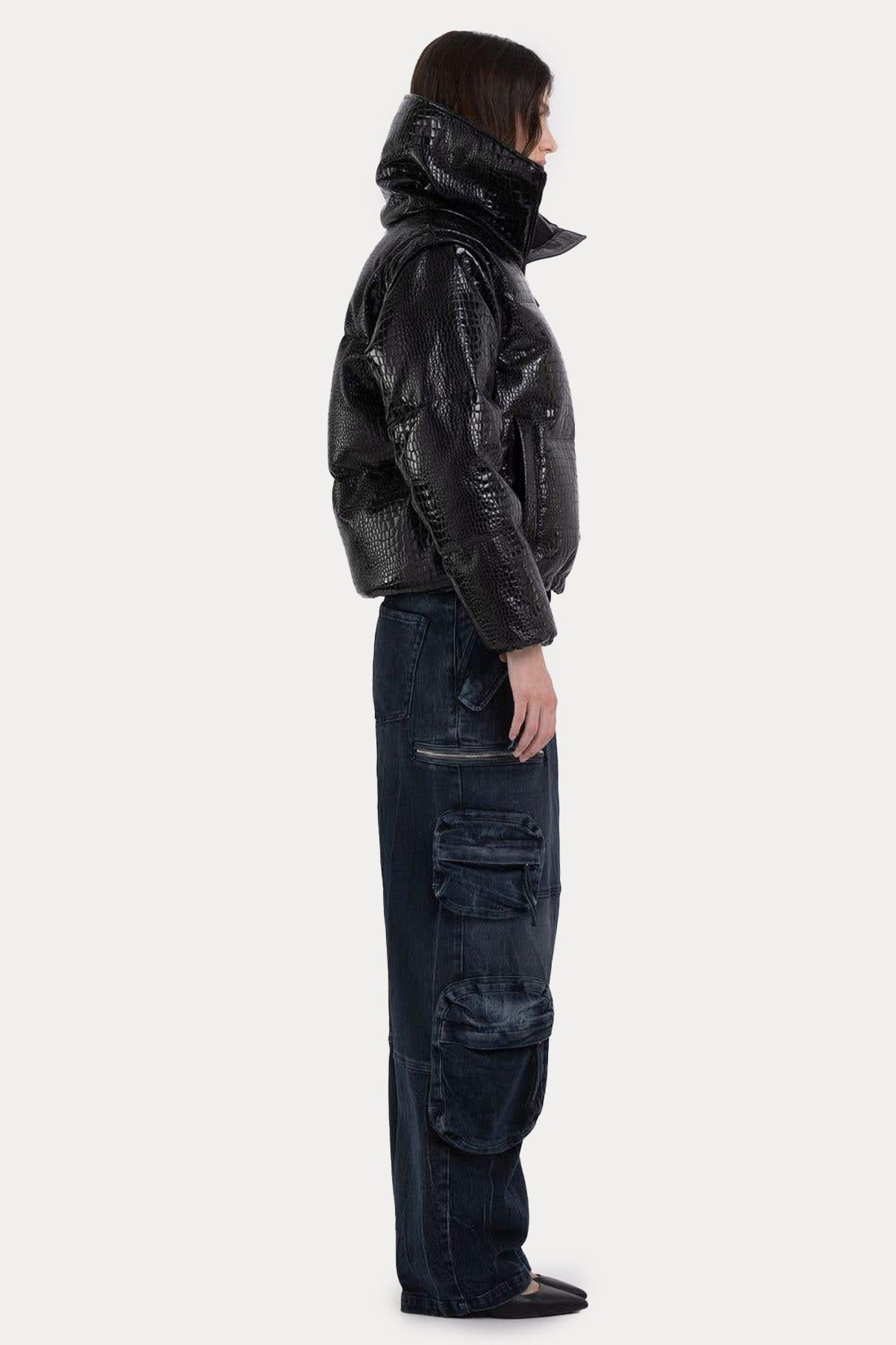 Replay Demonte Kollu Krokodil Desenli Puffer Mont-Libas Trendy Fashion Store