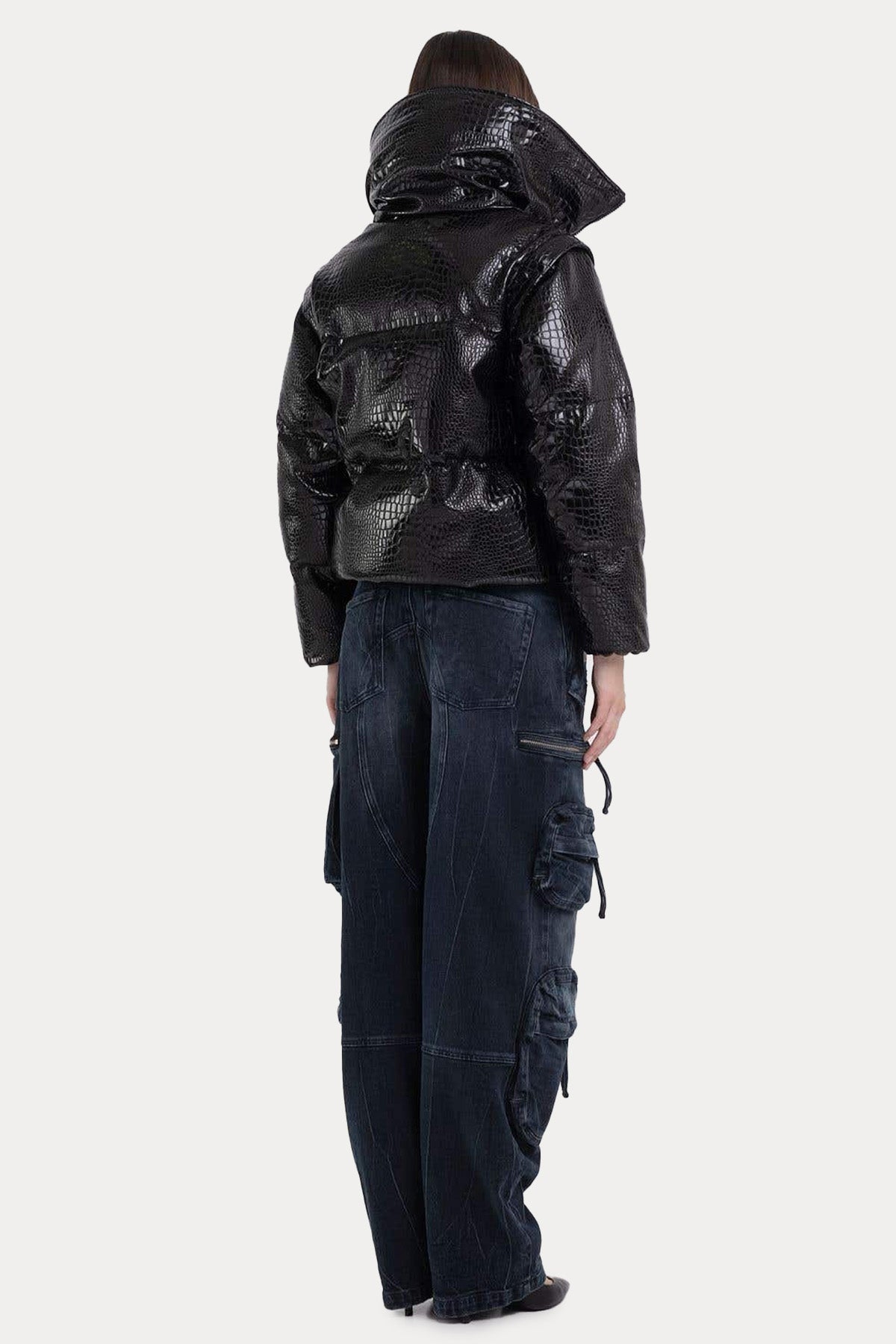 Replay Demonte Kollu Krokodil Desenli Puffer Mont-Libas Trendy Fashion Store