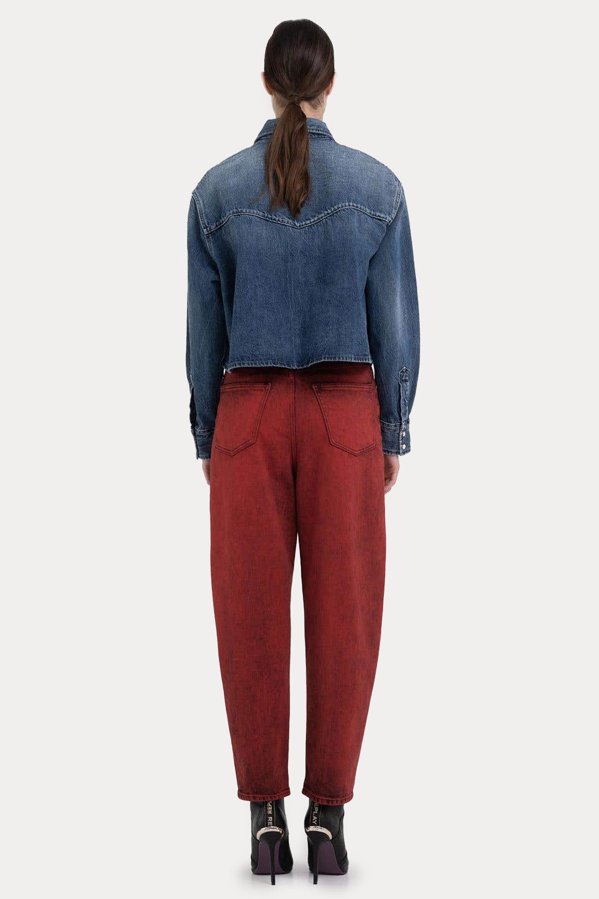 Replay Relaxed Fit Crop Denim Gömlek-Libas Trendy Fashion Store