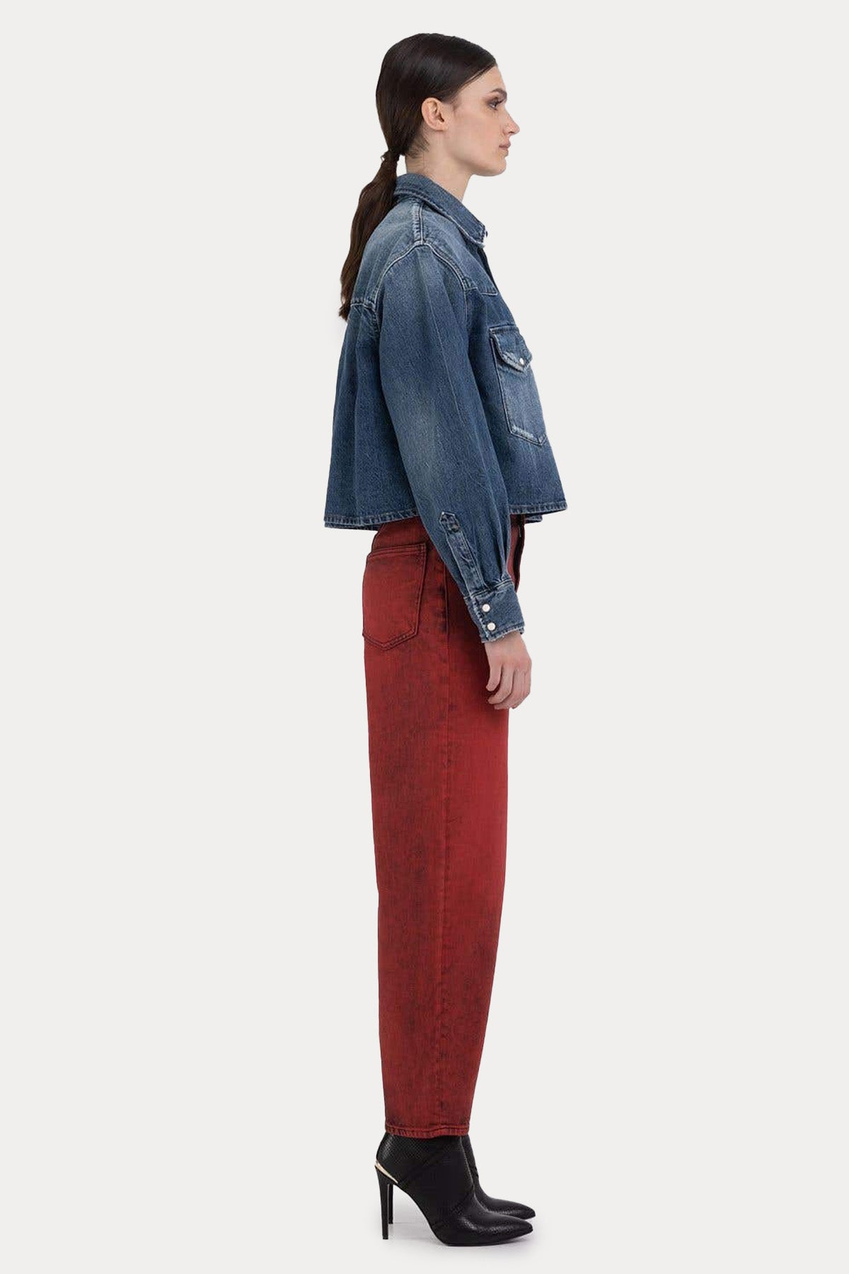 Replay Relaxed Fit Crop Denim Gömlek-Libas Trendy Fashion Store