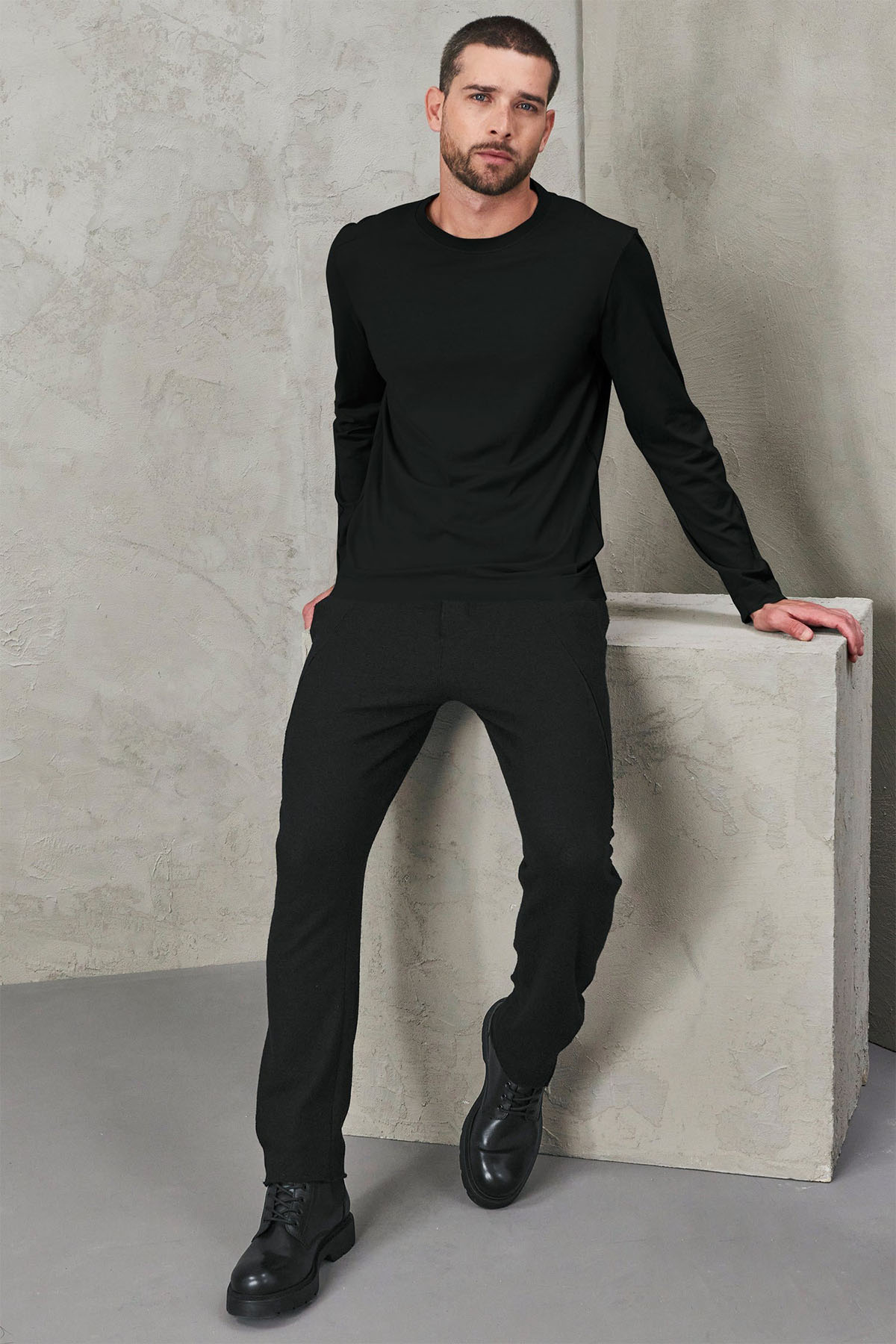 Transit Yuvarlak Yaka Uzun Kollu T-shirt-Libas Trendy Fashion Store