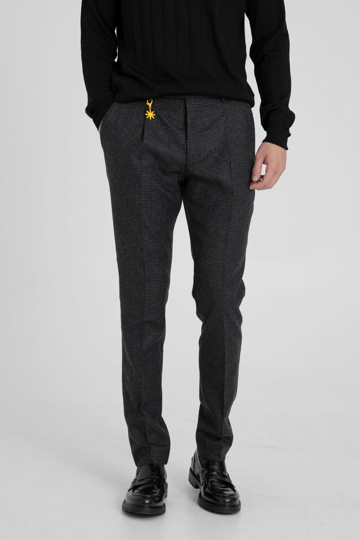 Manuel Ritz Slim Fit Tek Pileli Pötikare Desenli Yün Pantolon-Libas Trendy Fashion Store