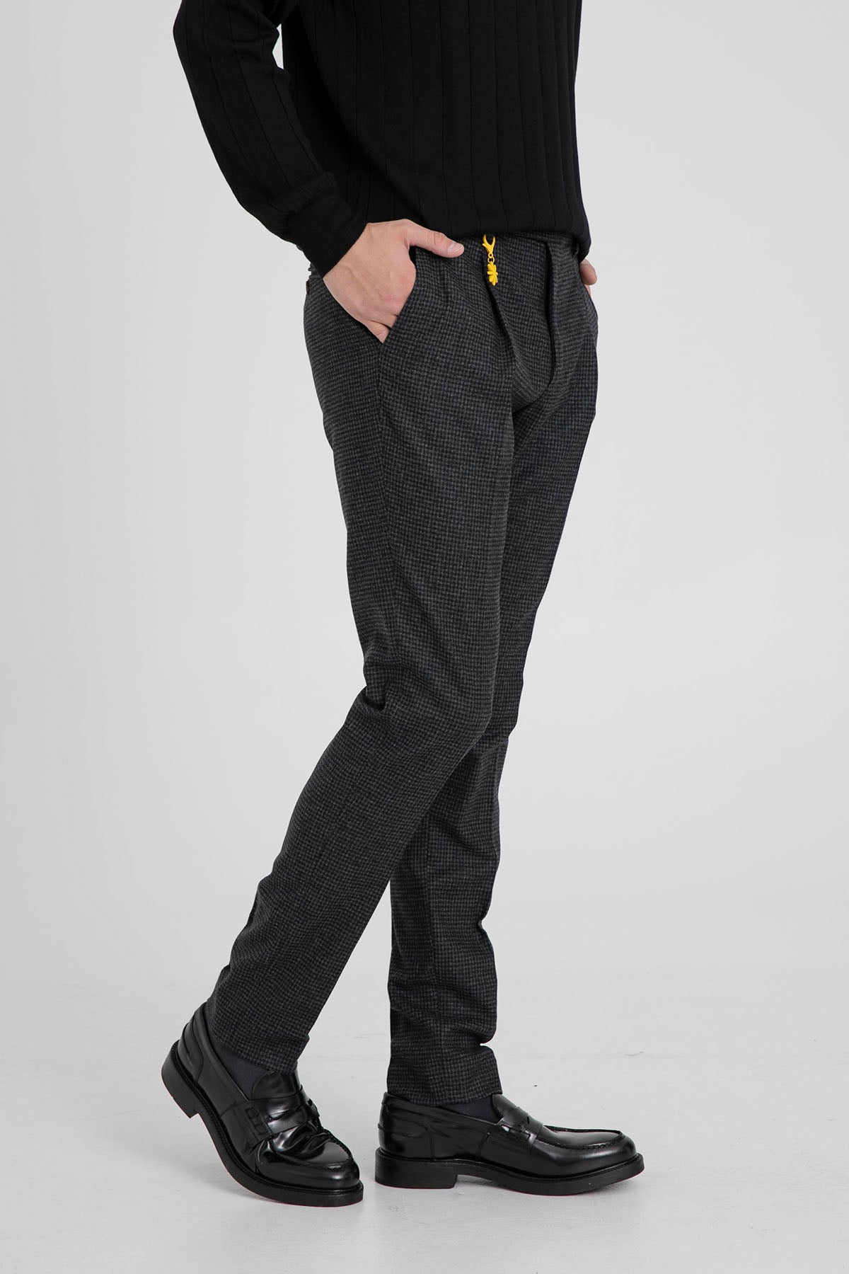Manuel Ritz Slim Fit Tek Pileli Pötikare Desenli Yün Pantolon-Libas Trendy Fashion Store