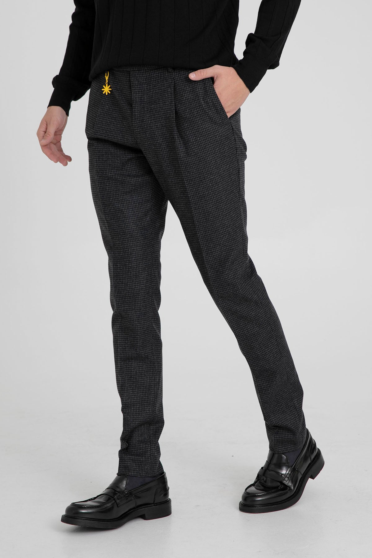 Manuel Ritz Slim Fit Tek Pileli Pötikare Desenli Yün Pantolon-Libas Trendy Fashion Store
