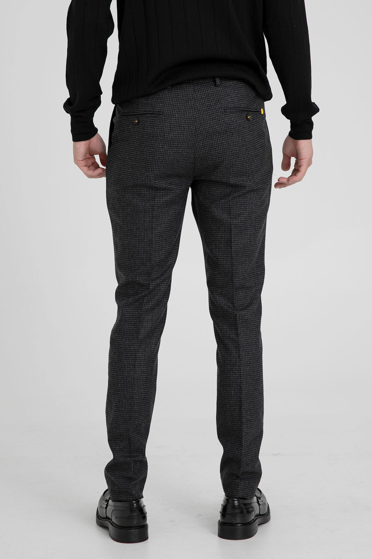 Manuel Ritz Slim Fit Tek Pileli Pötikare Desenli Yün Pantolon-Libas Trendy Fashion Store