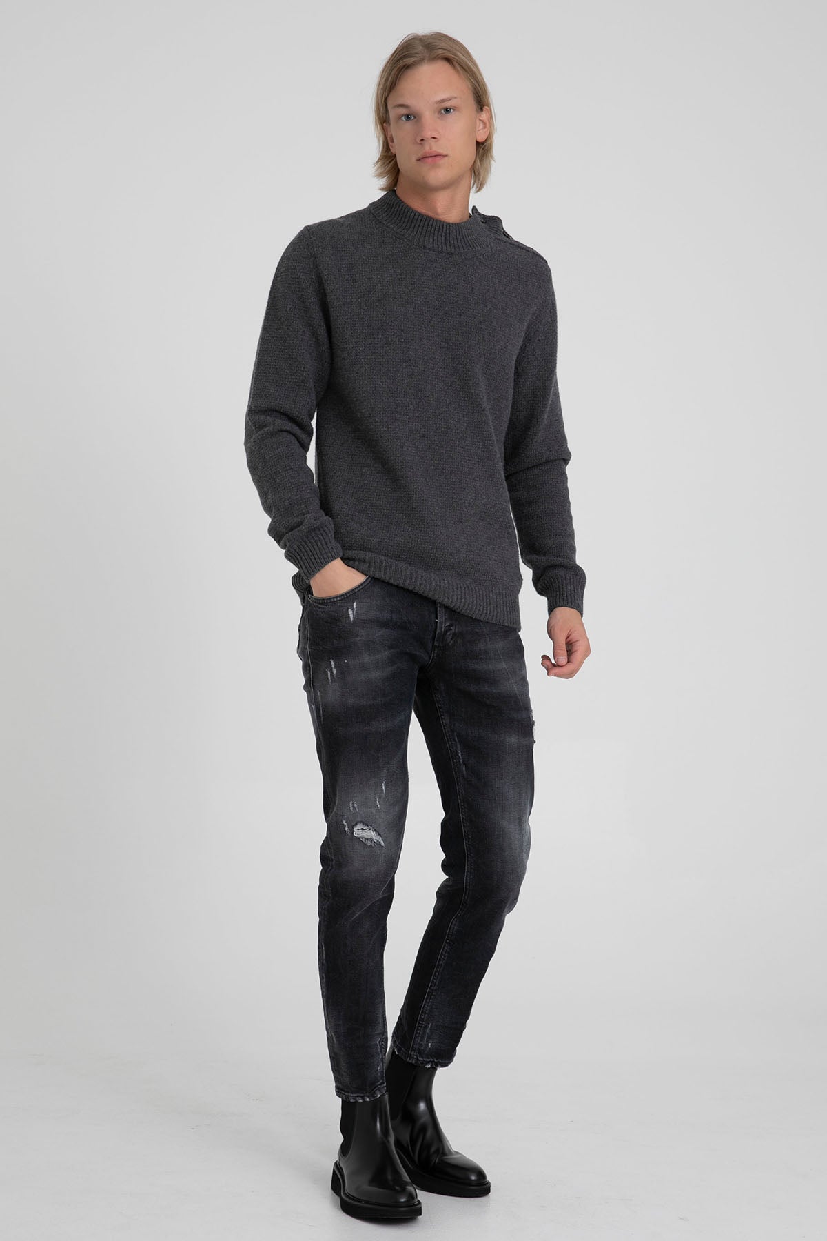 Dondup Dik Yaka Yün Örgü Triko-Libas Trendy Fashion Store