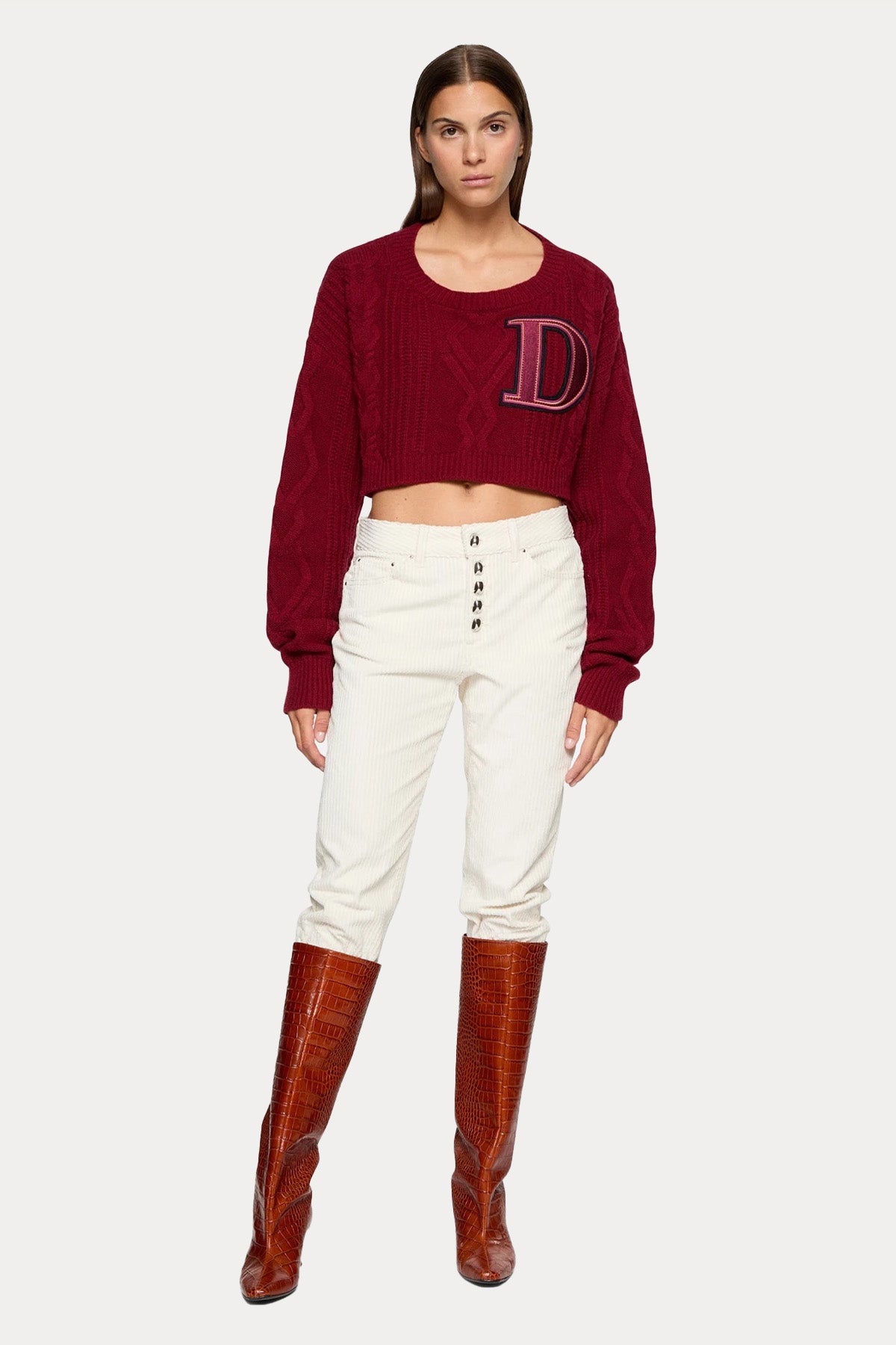 Dondup Koons Loose Fit Yüksek Bel Fitilli Kadife Pantolon-Libas Trendy Fashion Store