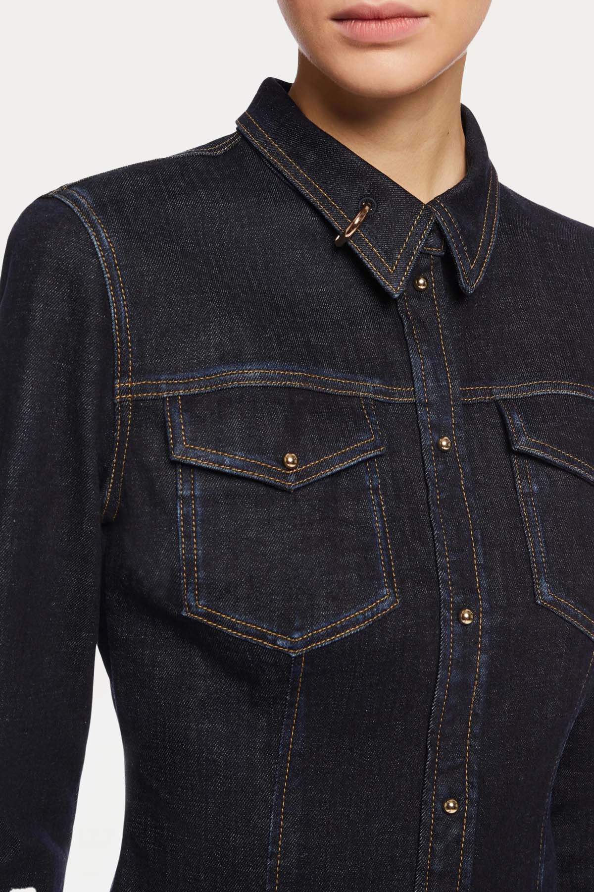 Dondup Slim Fit Mini Denim Gömlek Elbise-Libas Trendy Fashion Store