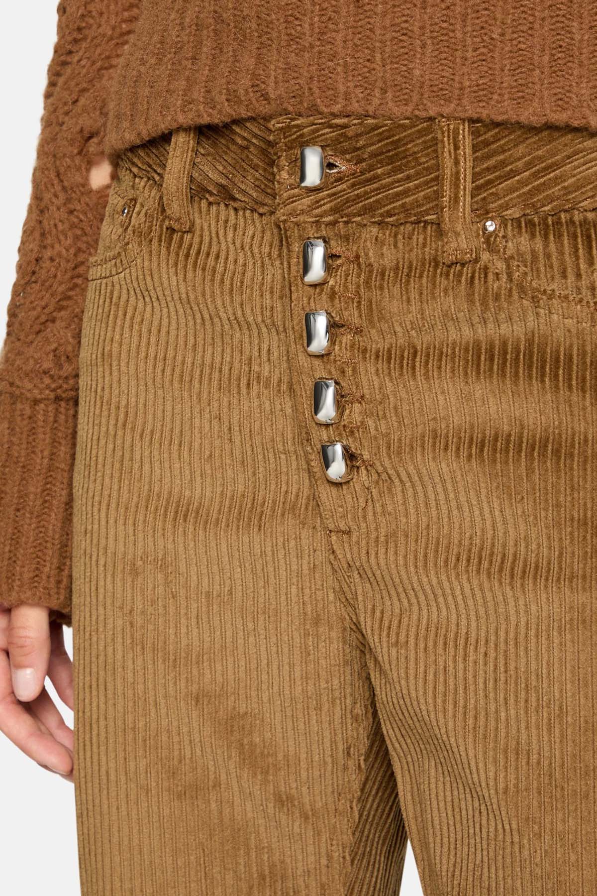 Dondup Koons Loose Fit Yüksek Bel Fitilli Kadife Pantolon-Libas Trendy Fashion Store