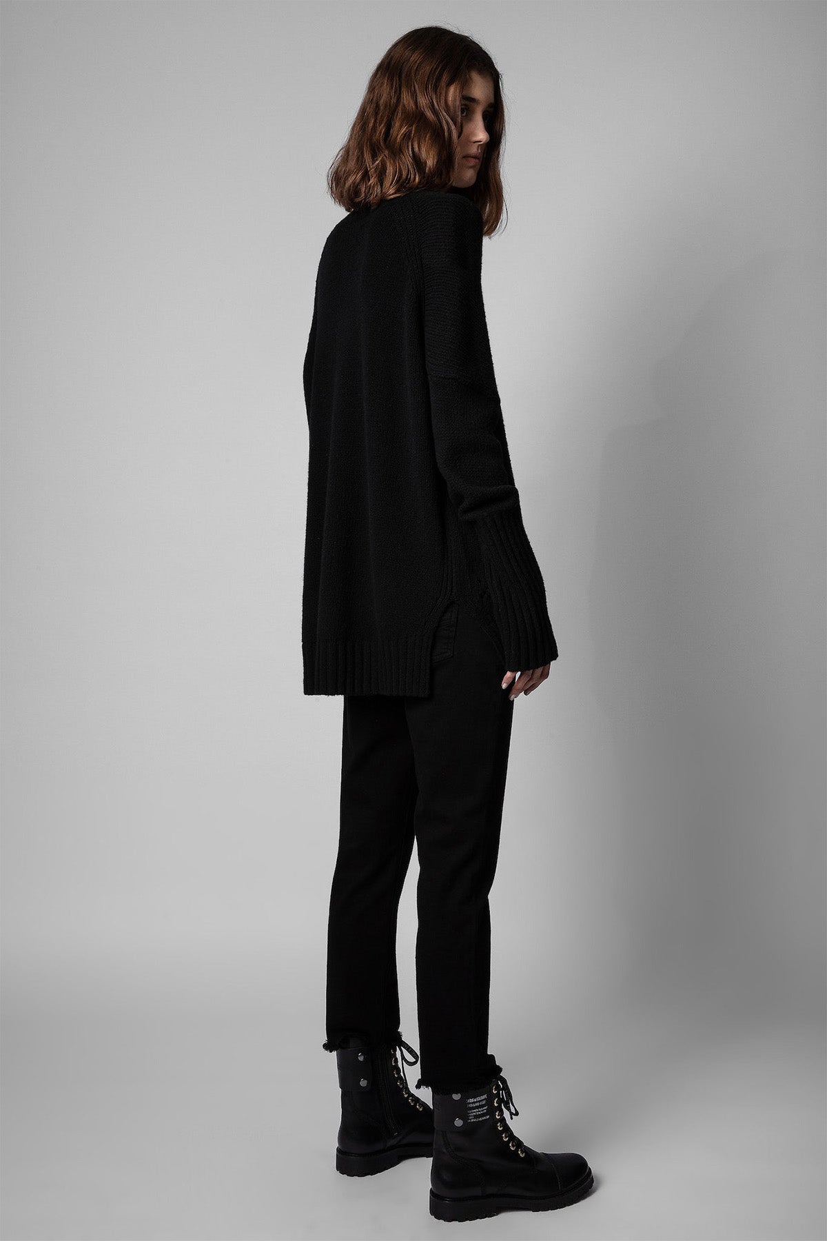 Zadig & Voltaire Rock & Roll Yazılı Geniş Kesim Balıkçı Yaka Yün Triko-Libas Trendy Fashion Store