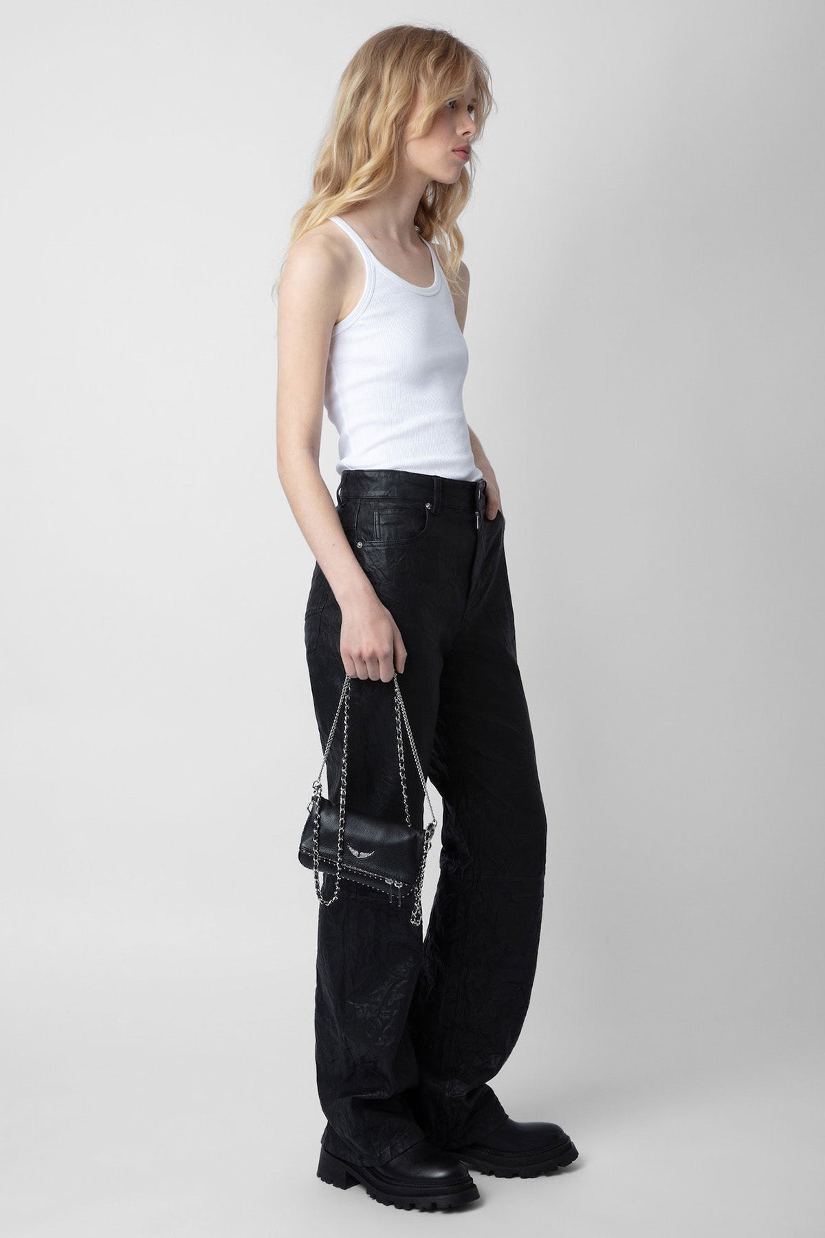 Zadig & Voltaire Geniş Yuvarlak Yaka Kolsuz T-shirt-Libas Trendy Fashion Store