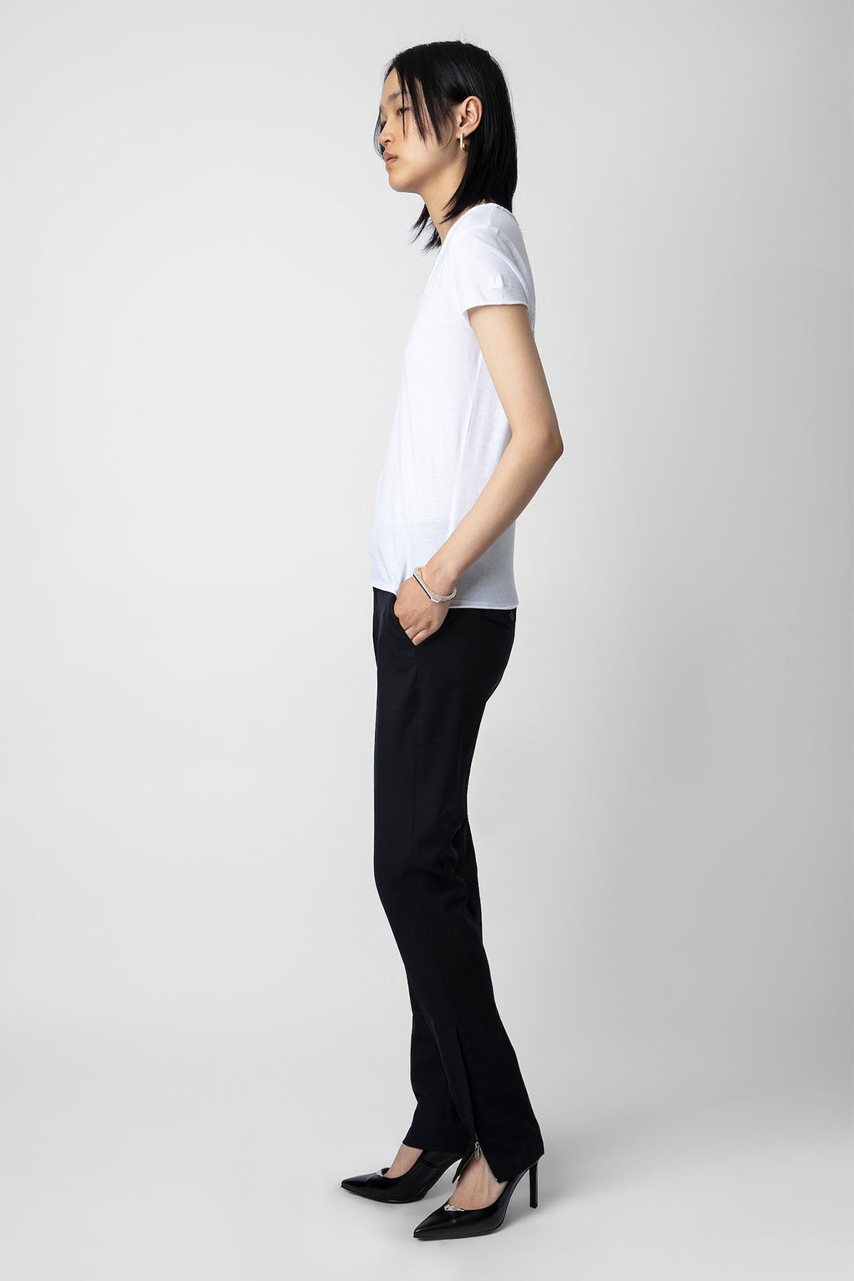 Zadig & Voltaire Dantel Nakış Logolu V Yaka T-shirt-Libas Trendy Fashion Store