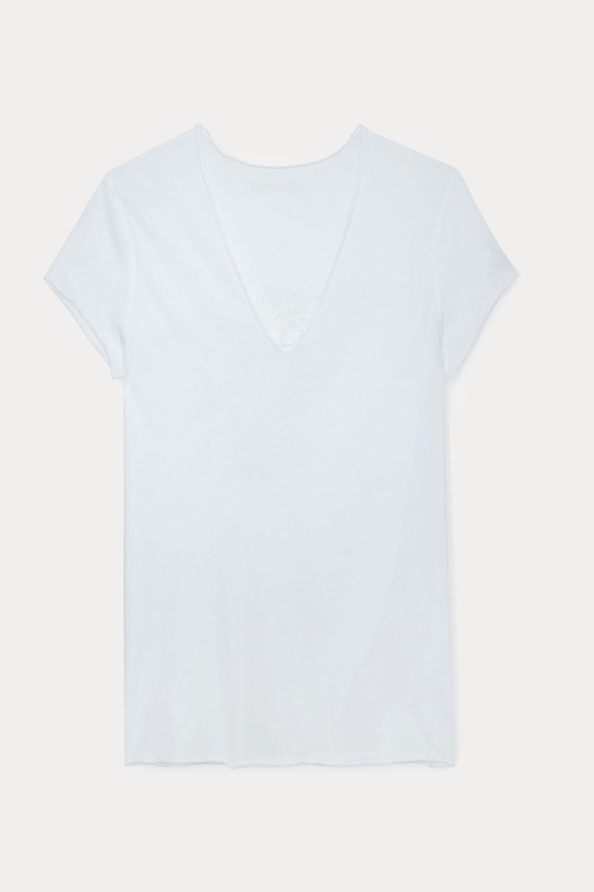 Zadig & Voltaire Dantel Nakış Logolu V Yaka T-shirt-Libas Trendy Fashion Store