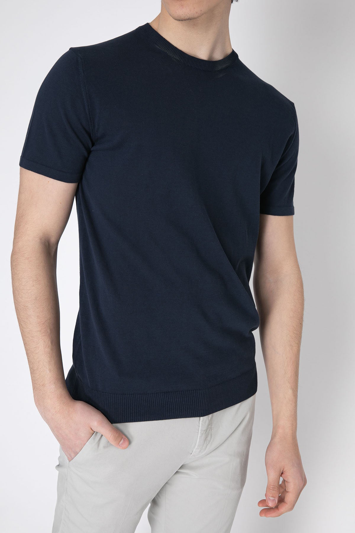 Manifattura Yuvarlak Yaka İnce Örgü T-shirt-T-shirt-Libas