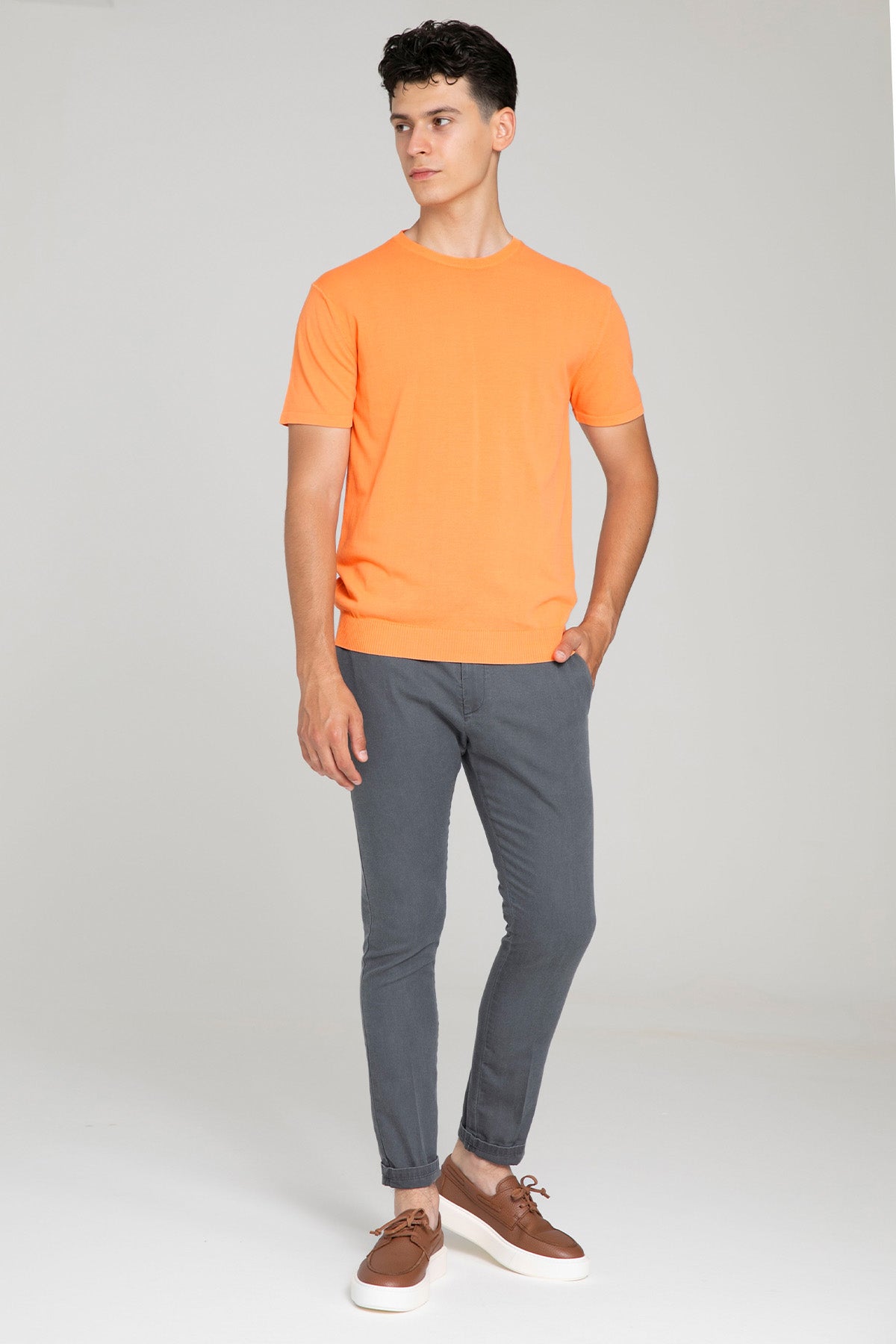 Manifattura Yuvarlak Yaka İnce Örgü T-shirt