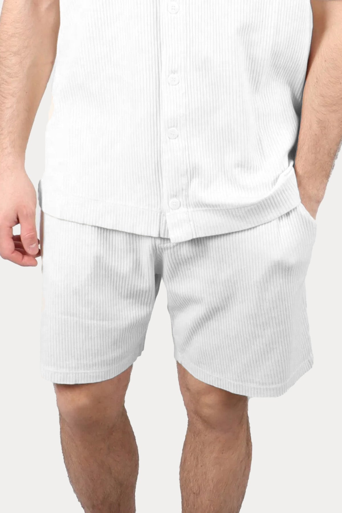 Manifattura Beli Lastikli Çizgili Penye Şort