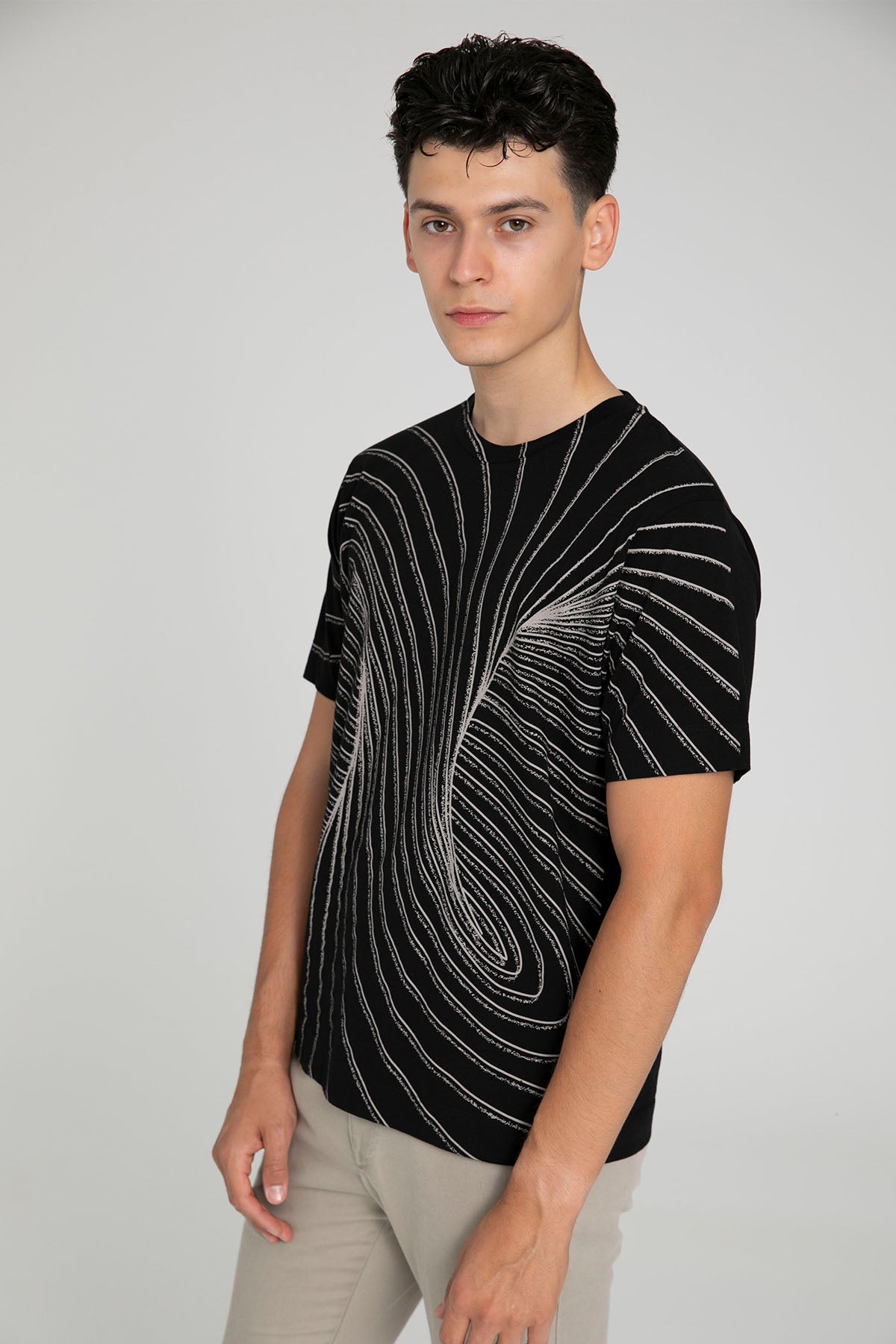 Manifattura Yuvarlak Yaka Desenli T-shirt