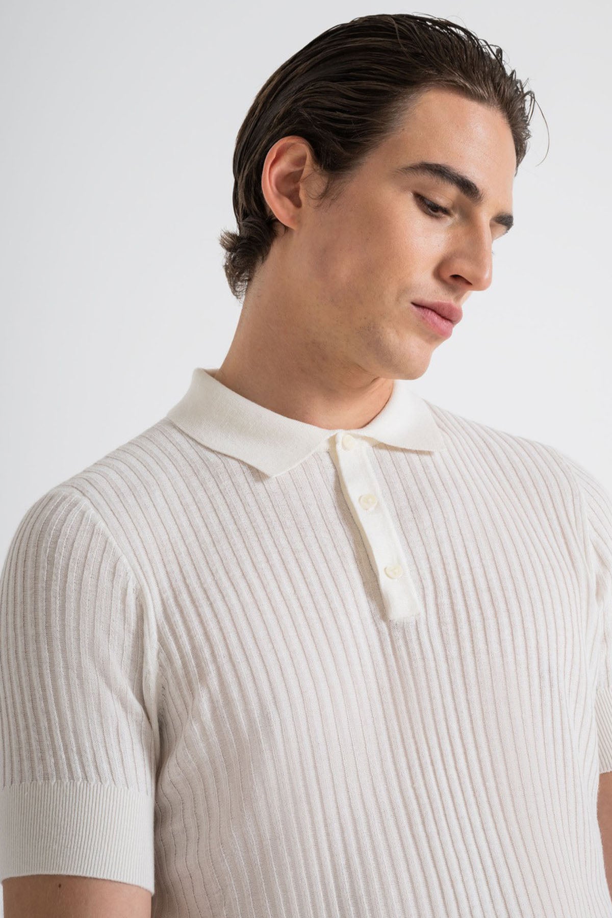 Antony Morato Slim Fit Keten Örgü Polo Yaka T-shirt-T-shirt-Libas