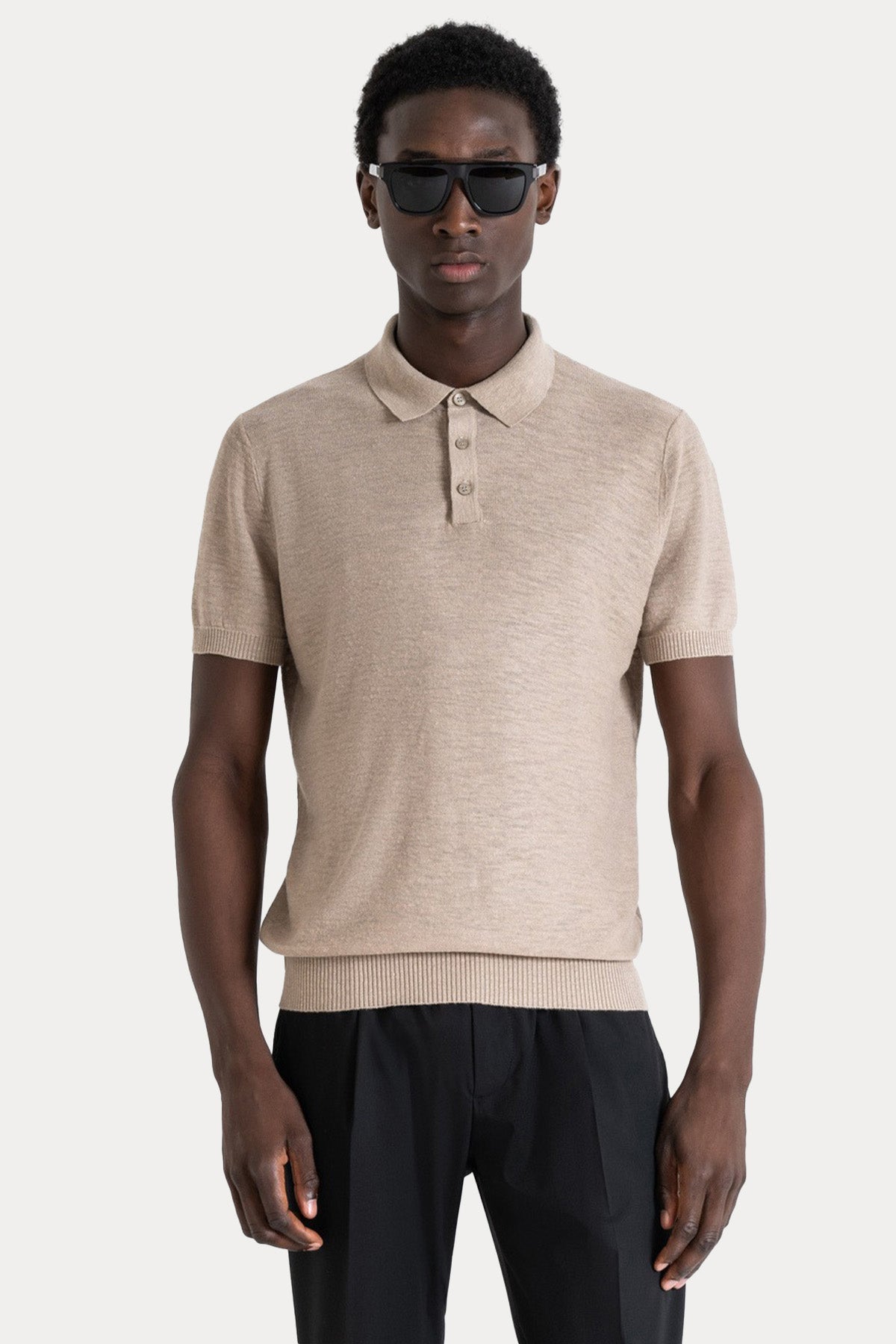 Antony Morato Regular Fit Keten Örgü Polo Yaka T-shirt-T-shirt-Libas