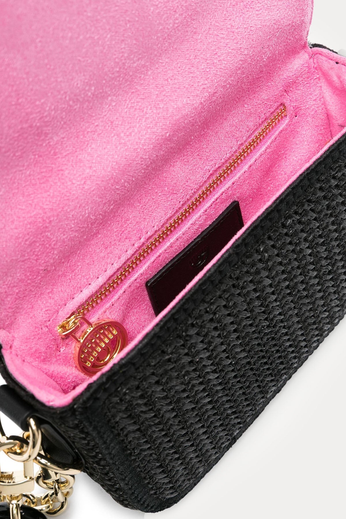 Chiara Ferragni Göz Logolu Hasır Örgü Zincir Askılı Omuz Çantası