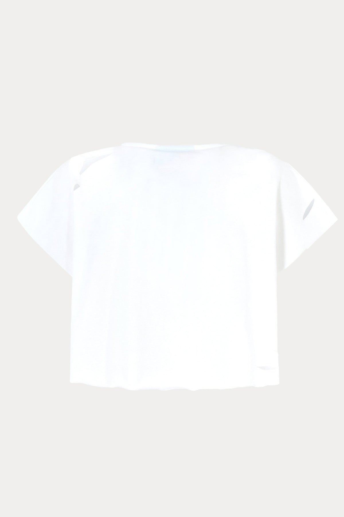 Chiara Ferragni Yuvarlak Yaka Yırtıklı Tasarım Logolu Crop T-shirt