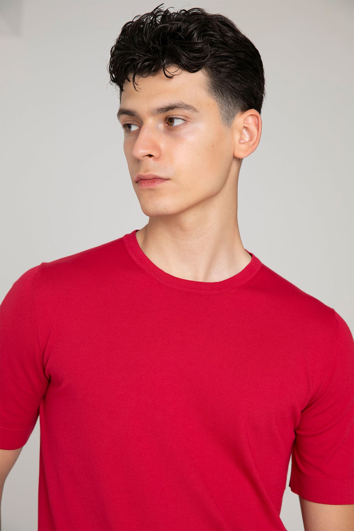 Gran Sasso Slim Fit Yuvarlak Yaka İnce Örgü Triko